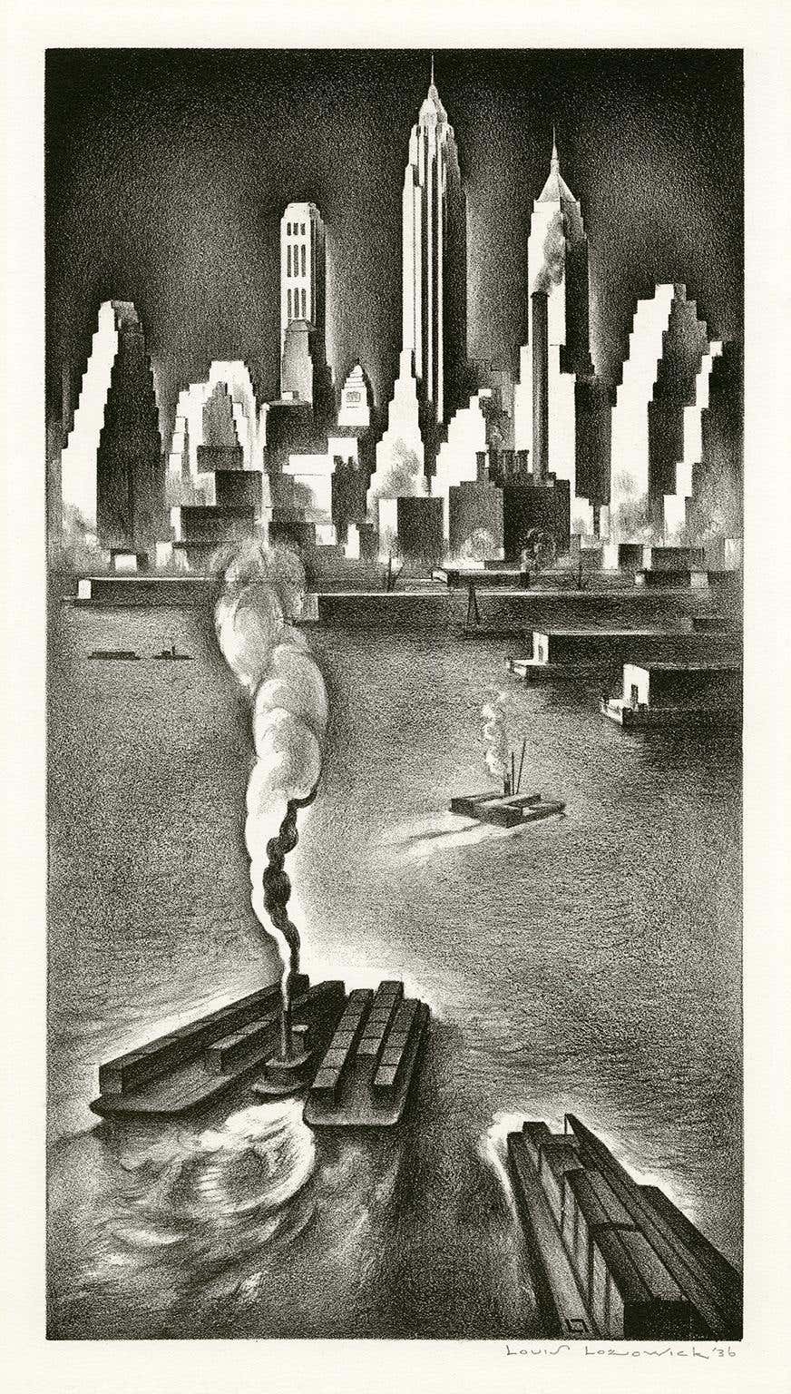 'Mural Study: Lower Manhattan' — WPA Era Precisionism