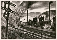 Louis Lozowick - 'Steel Valley' — Mid-Century Modernism, Pittsburg 'Steel Valley' — Mid-Century Modernism, Pittsburg