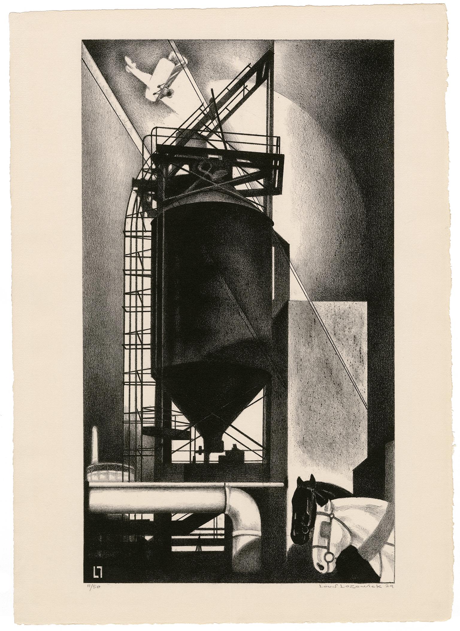 'Tanks #1' — 1920s American Precisionism - Print by Louis Lozowick