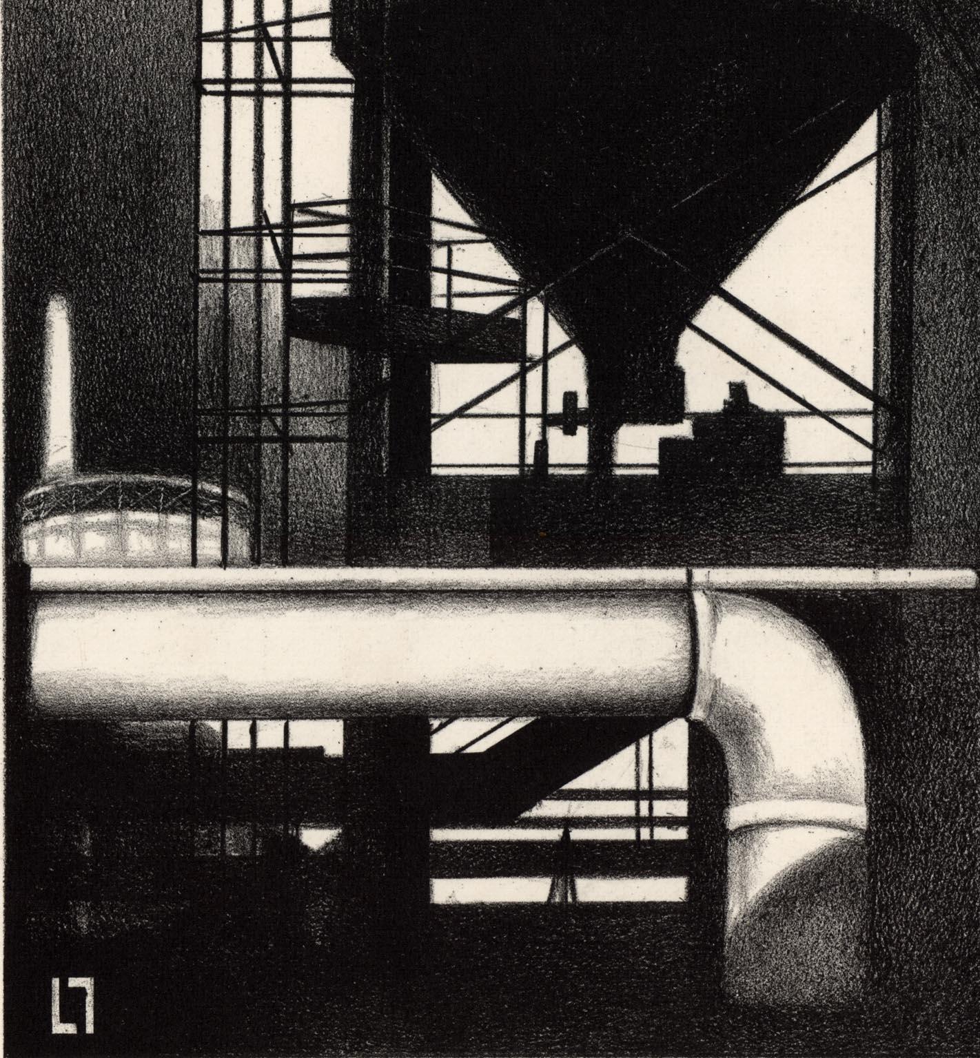 Réservoirs 1. - Moderne Print par Louis Lozowick