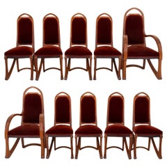 Louis Majorelle Art Nouveau Dining Chairs, 10