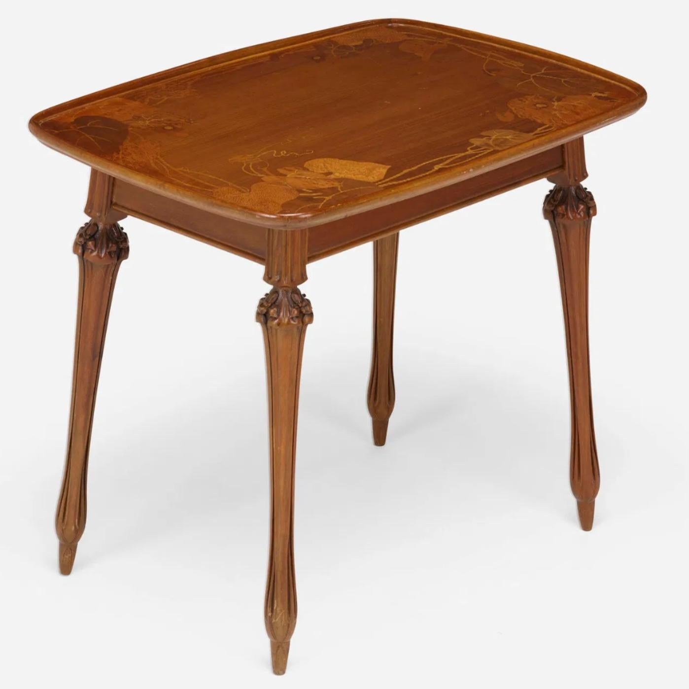 Louis Majorelle, Art nouveau-Schreibtisch mit Intarsien und geschnitzten Schnitzereien im Angebot 3