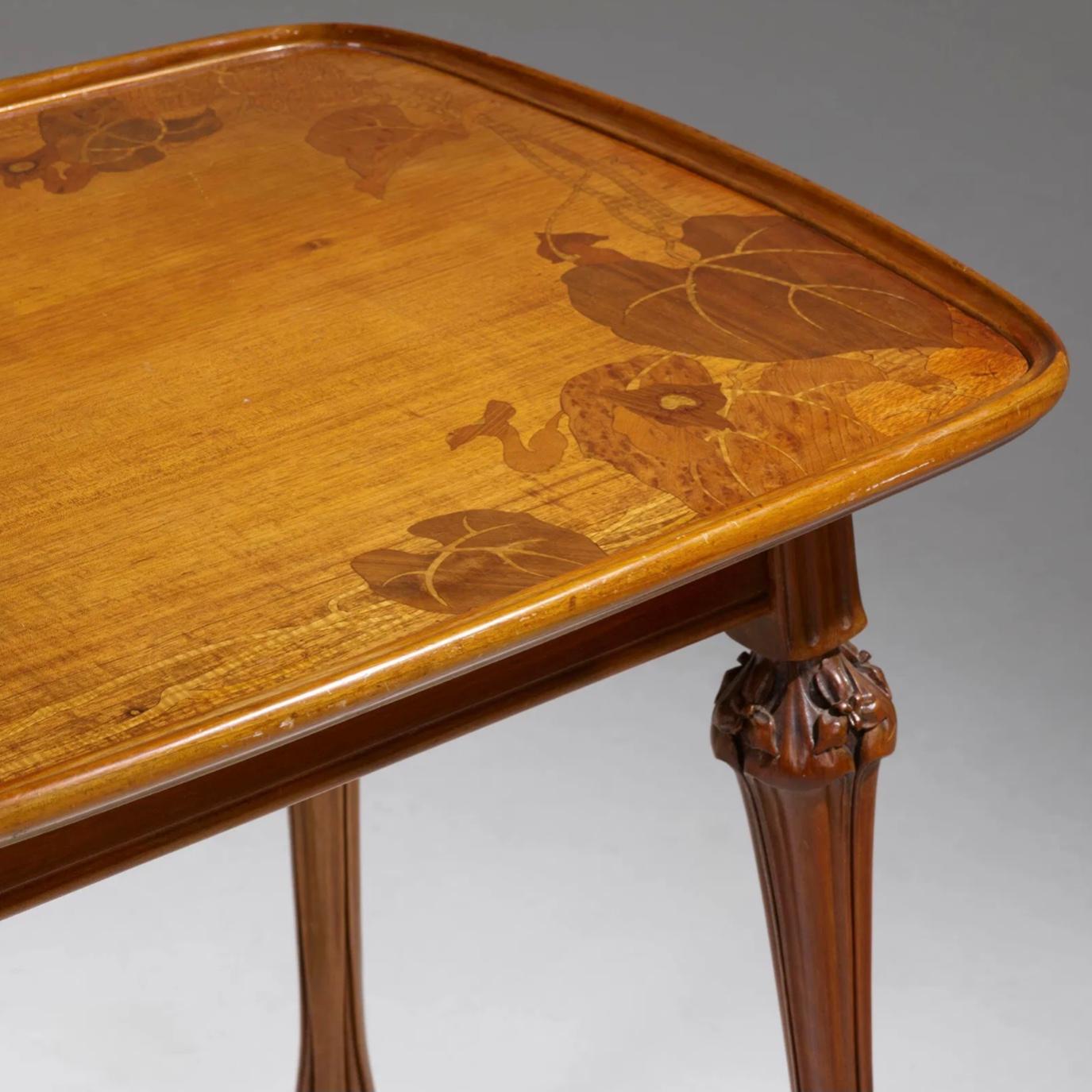 Louis Majorelle, Art nouveau-Schreibtisch mit Intarsien und geschnitzten Schnitzereien im Angebot 2