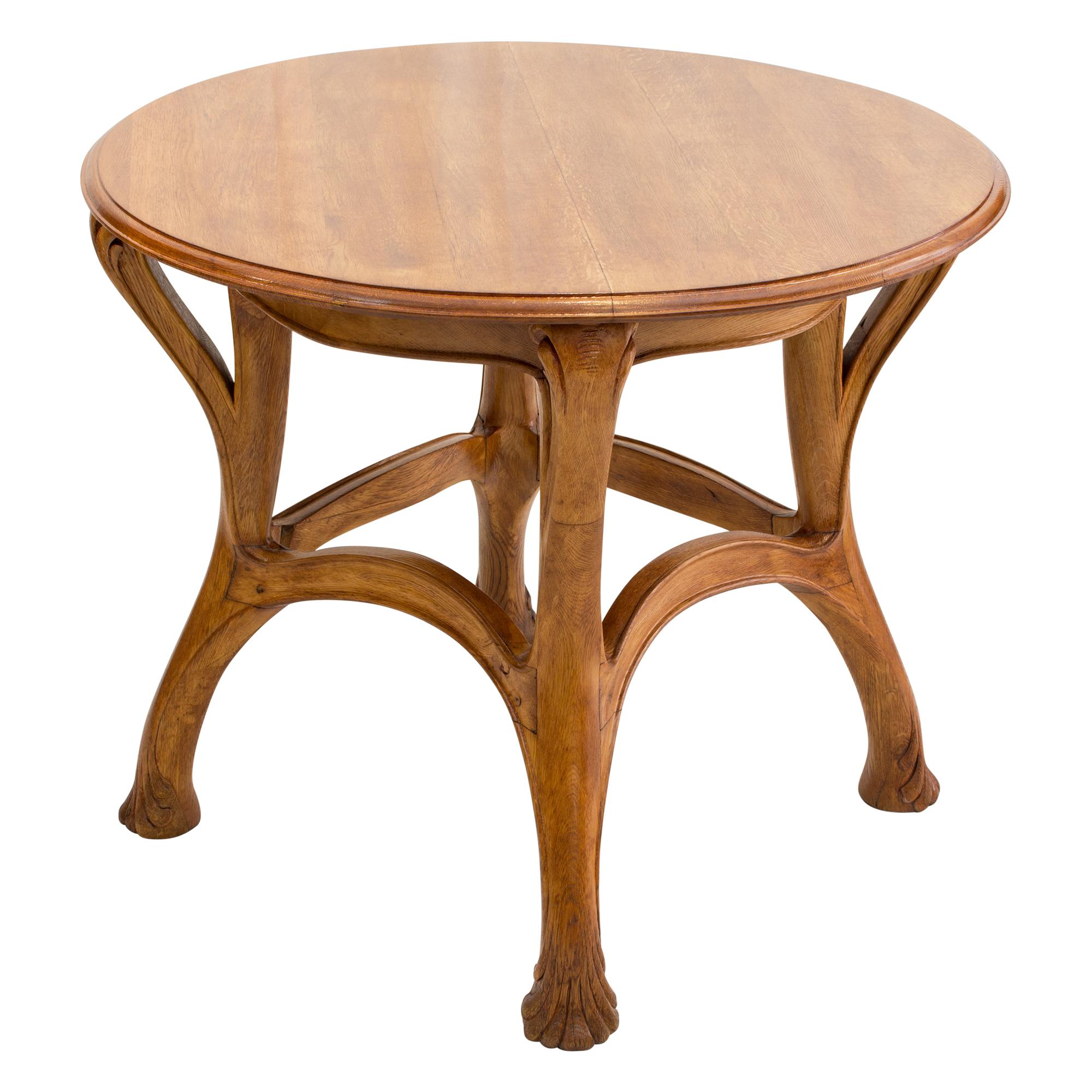 Louis Majorelle Art Nouveau Oak Round Table 4