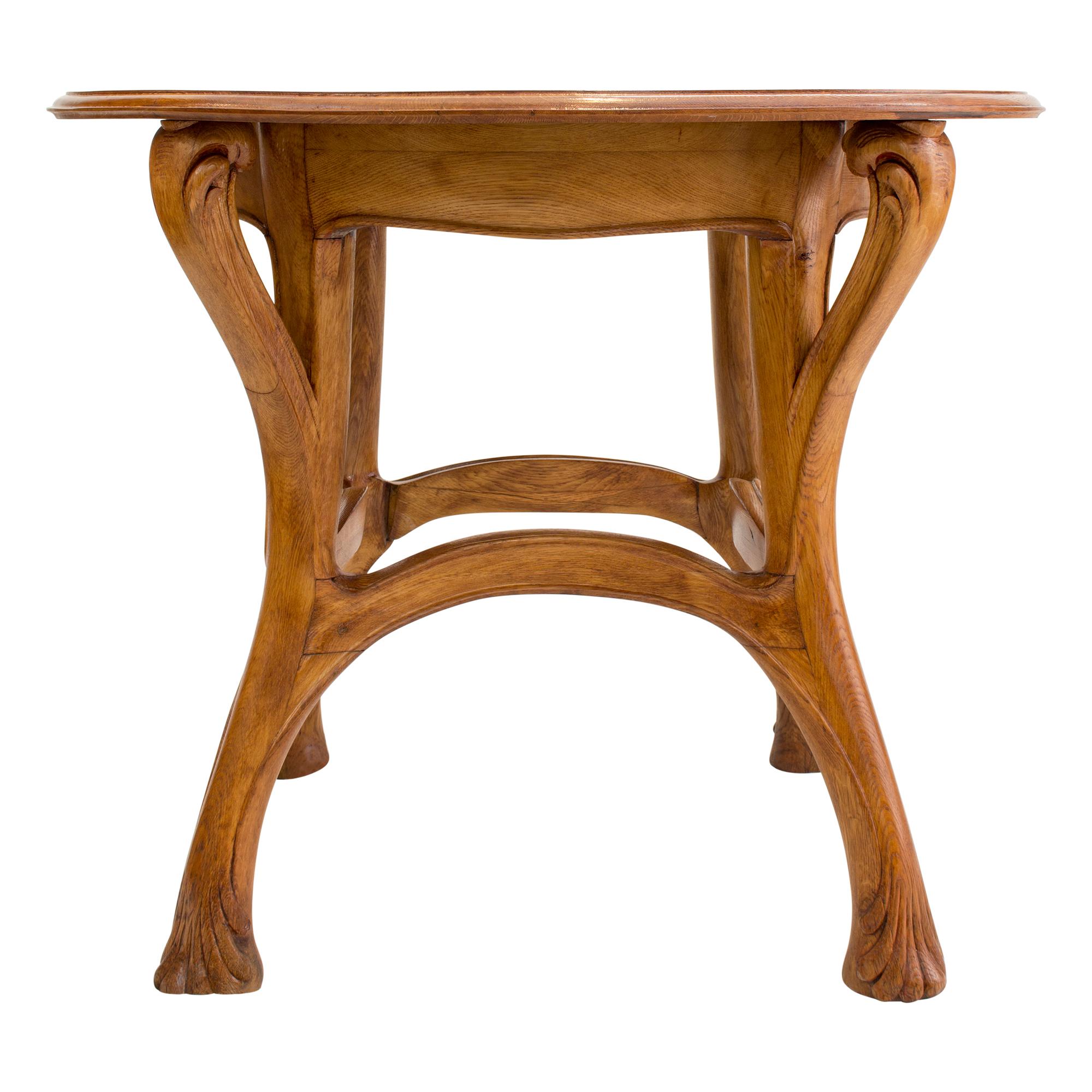 Louis Majorelle Art Nouveau Oak Round Table 5