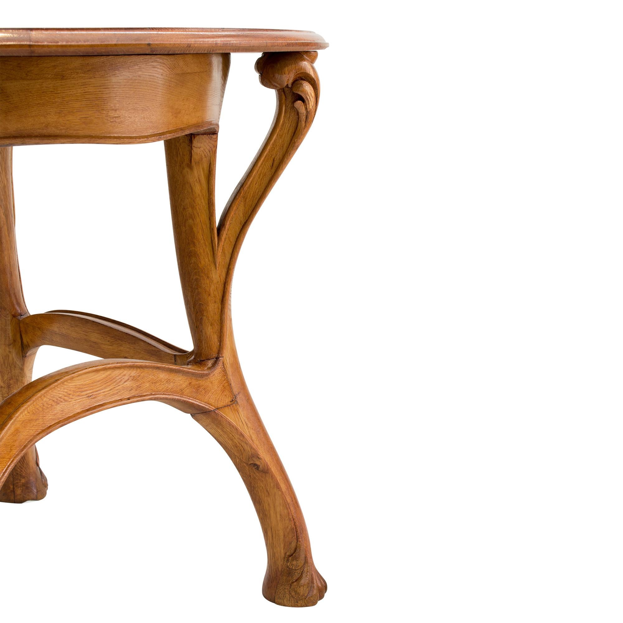 Louis Majorelle Art Nouveau Oak Round Table 1