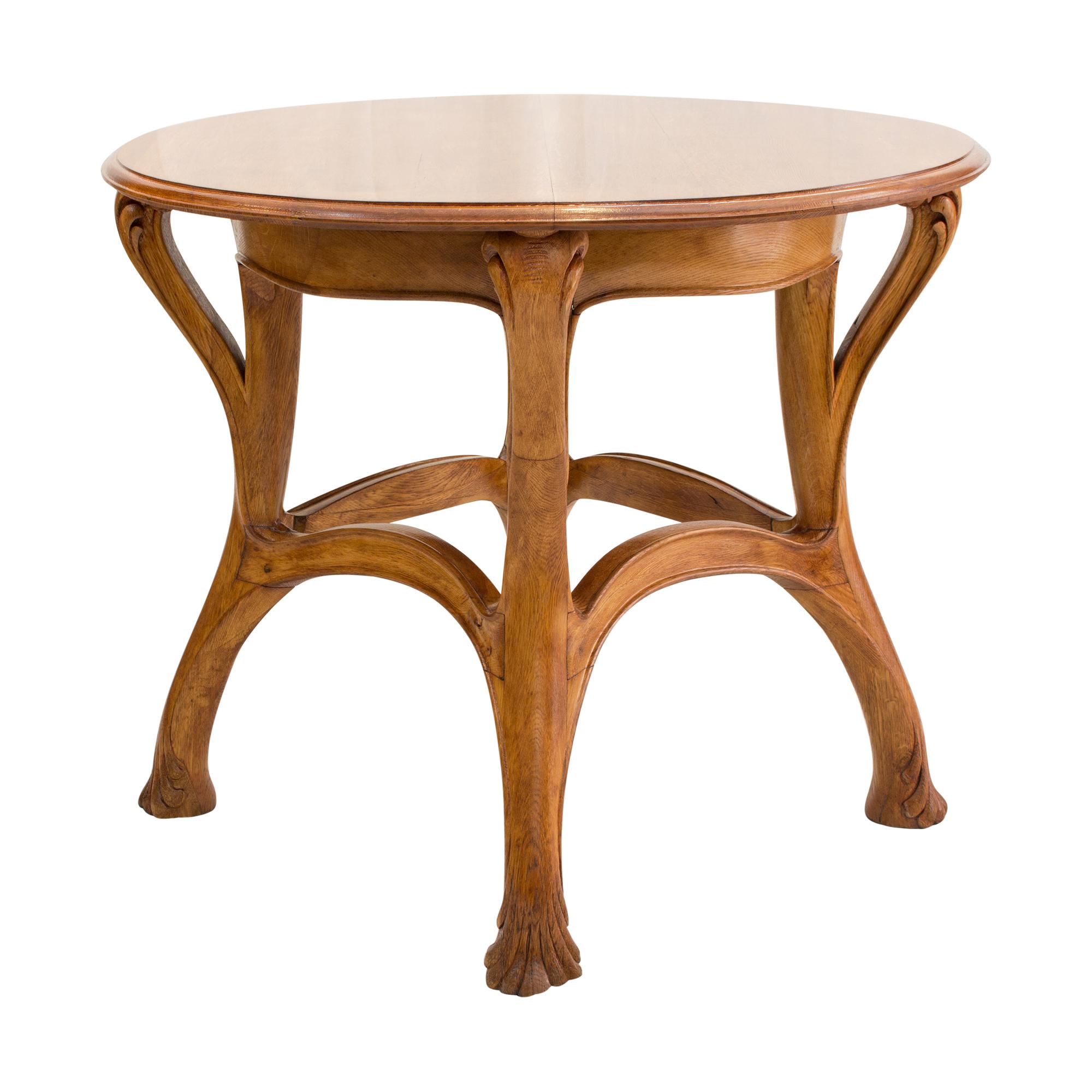 Louis Majorelle Art Nouveau Oak Round Table 3