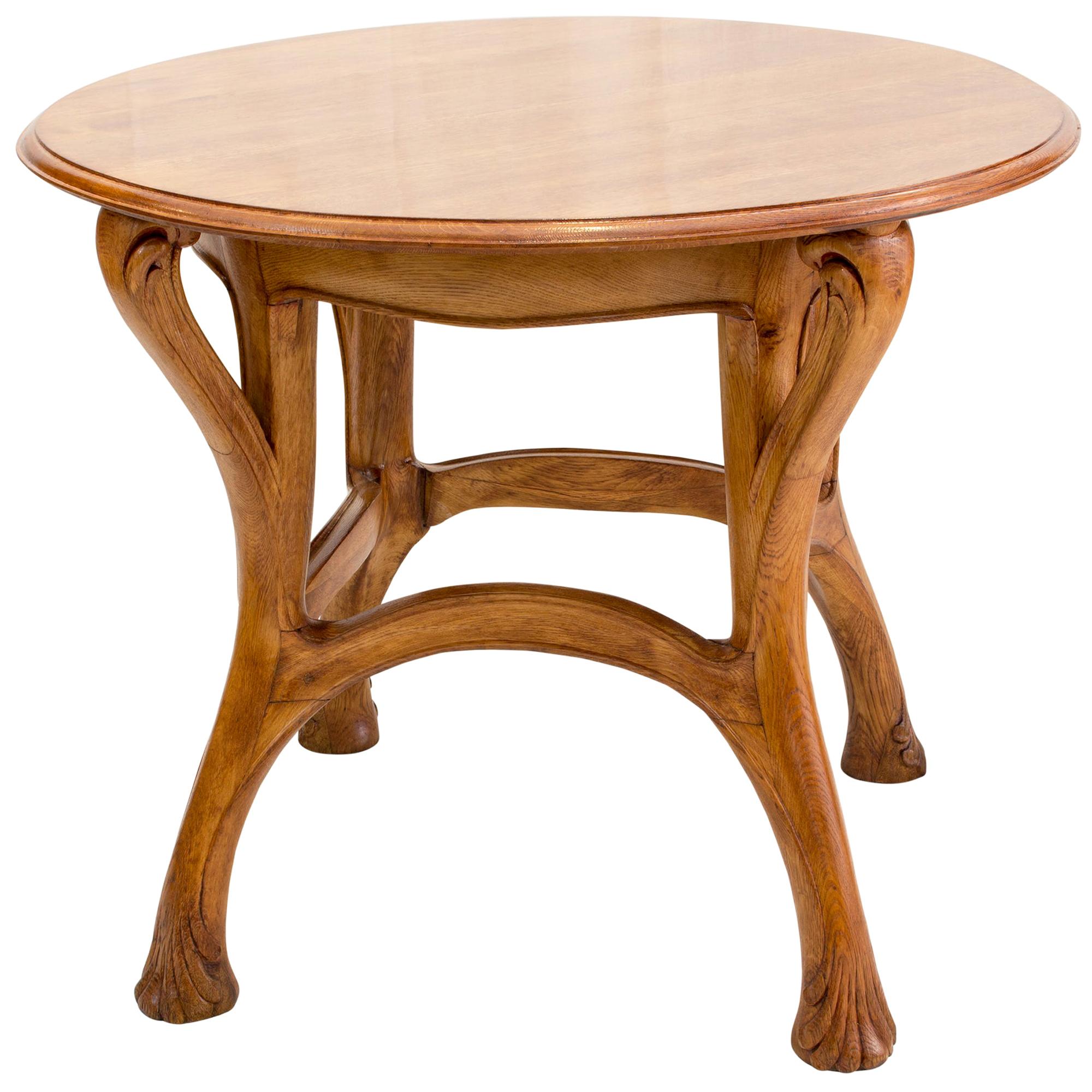 Louis Majorelle Art Nouveau Oak Round Table