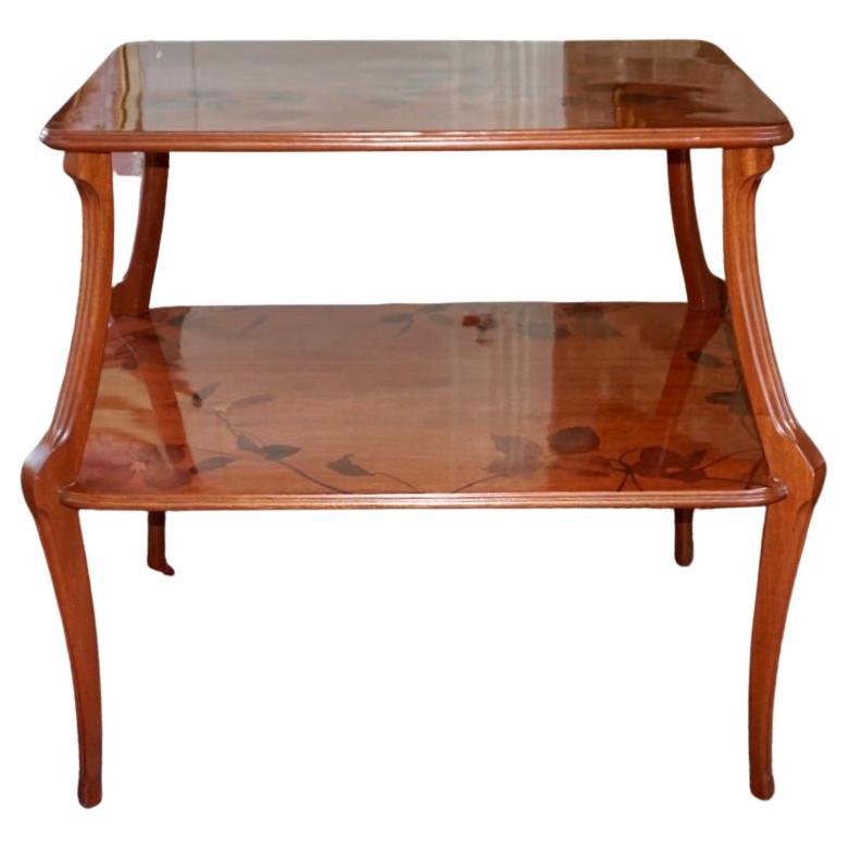 Louis Majorelle Art Nouveau Two Tier Marquetry Table