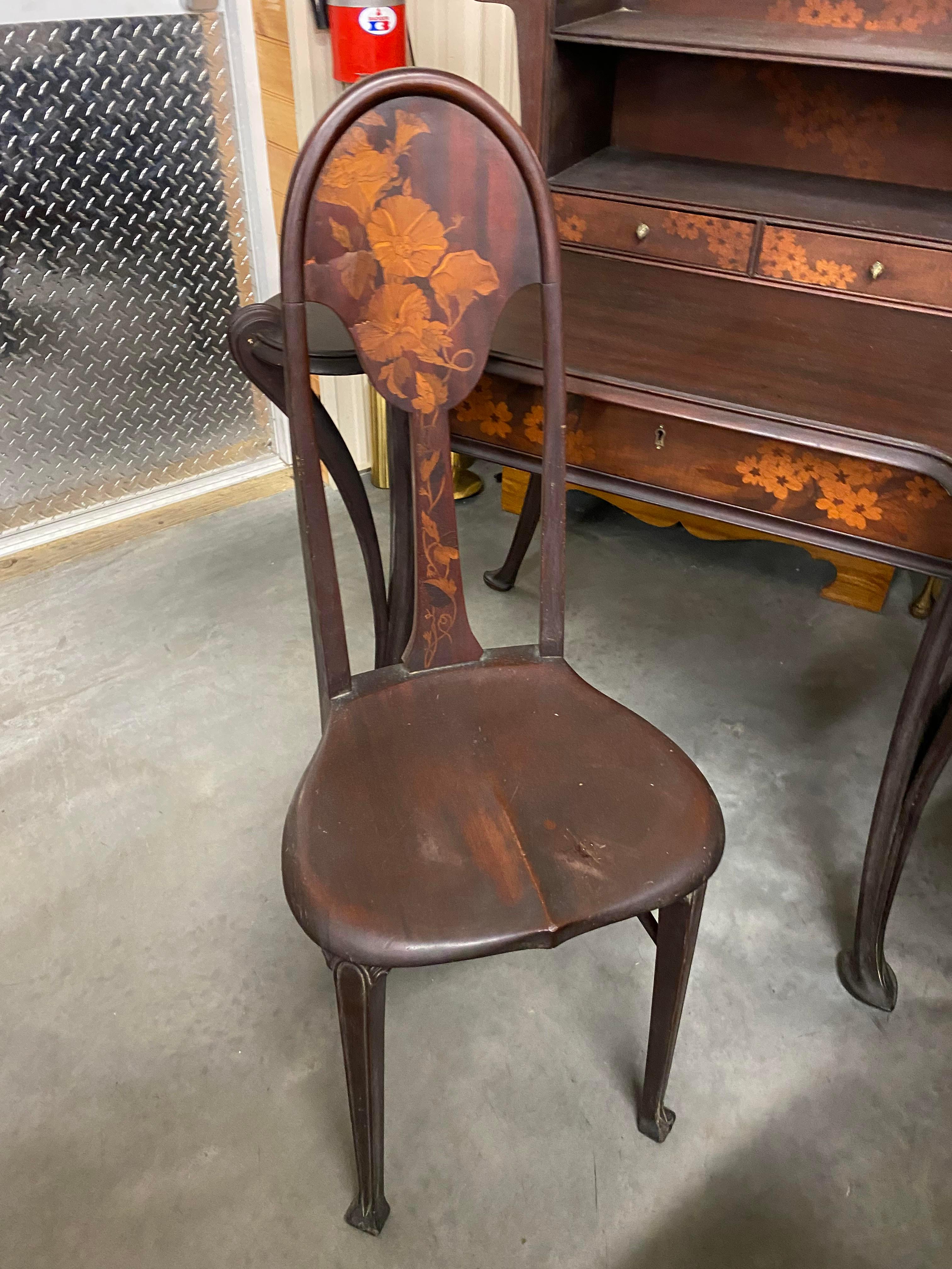 Louis Majorelle Art Nouveau Writing Desk with Rare Matching Chair 10