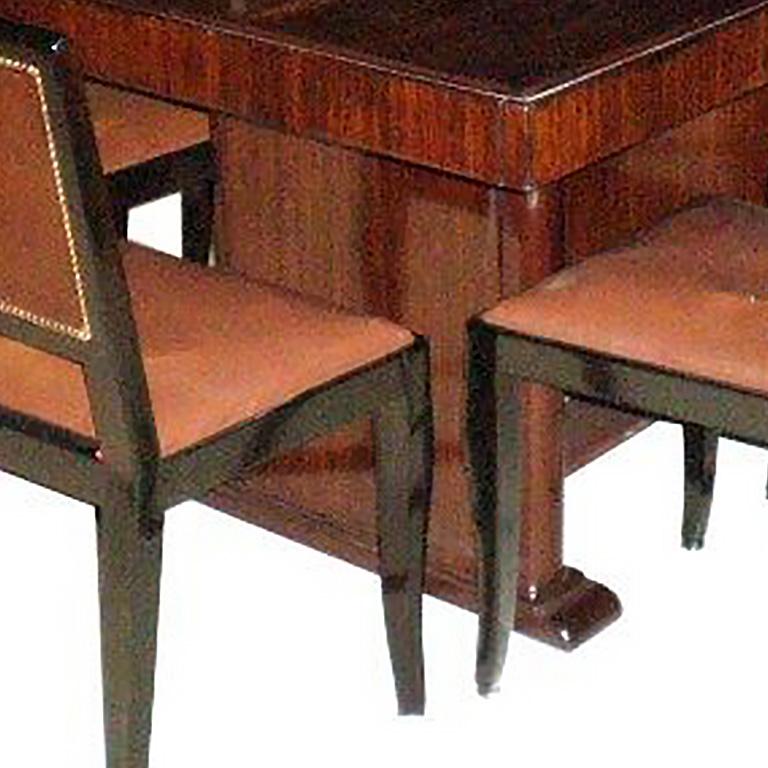 French Louis Majorelle Deco Dining Table and 6 Chairs For Sale