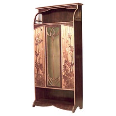 Louis Majorelle French Art Nouveau Walnut Floral Armoire