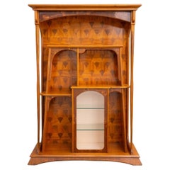 Antique Louis Majorelle Mahogany Marquetry Display Cabinet