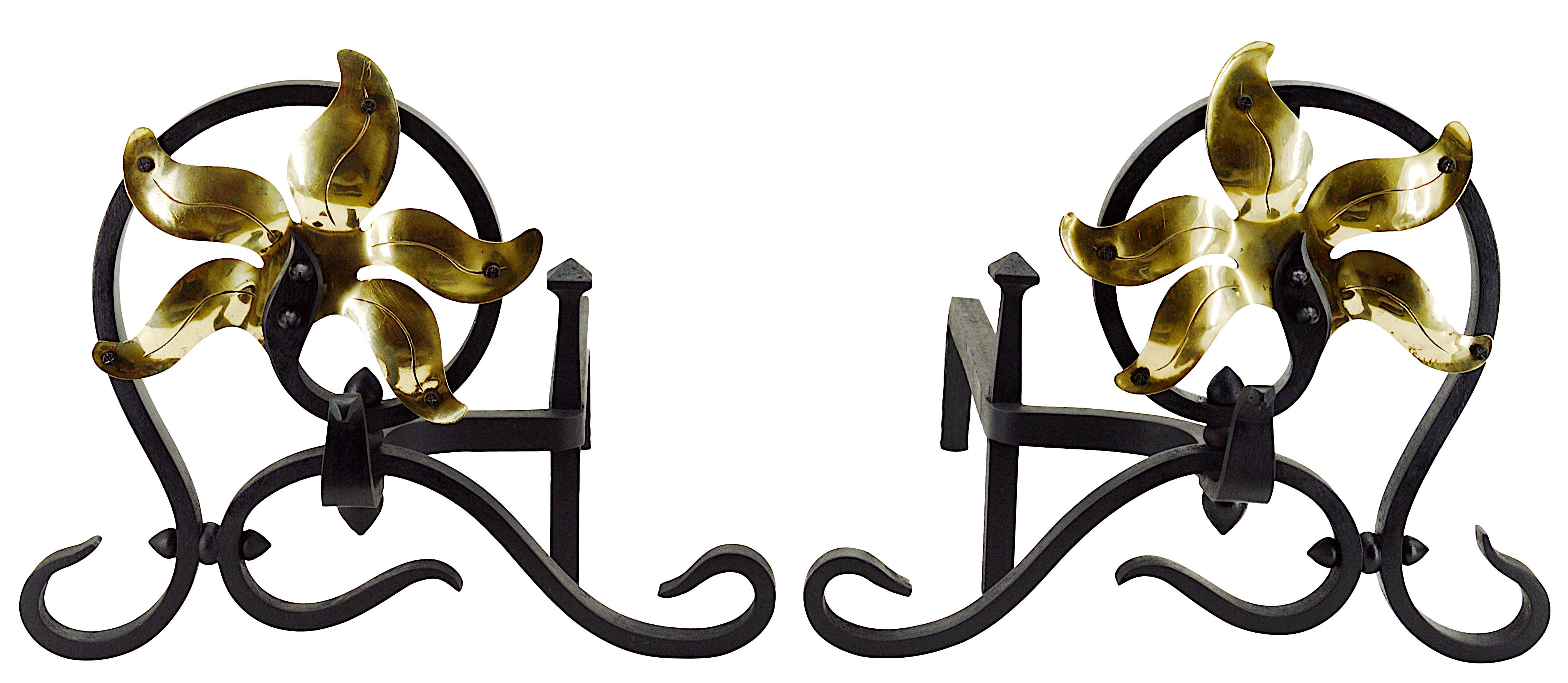 Ein Paar Museal-Feuerböcke im Art nouveau-Stil von Louis Majorelle, 1900 (Französisch) im Angebot