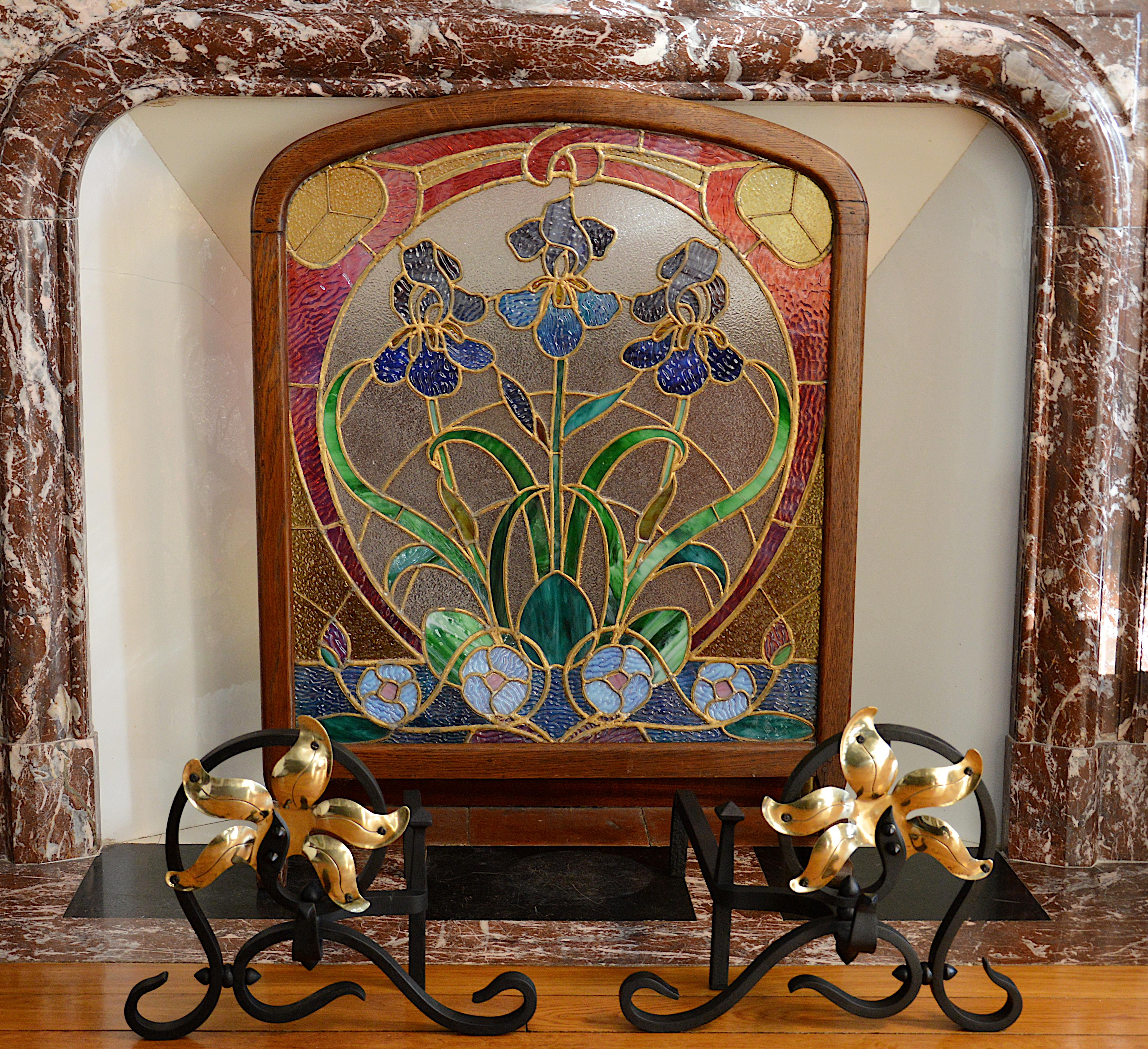 Ein Paar Museal-Feuerböcke im Art nouveau-Stil von Louis Majorelle, 1900 im Angebot 1