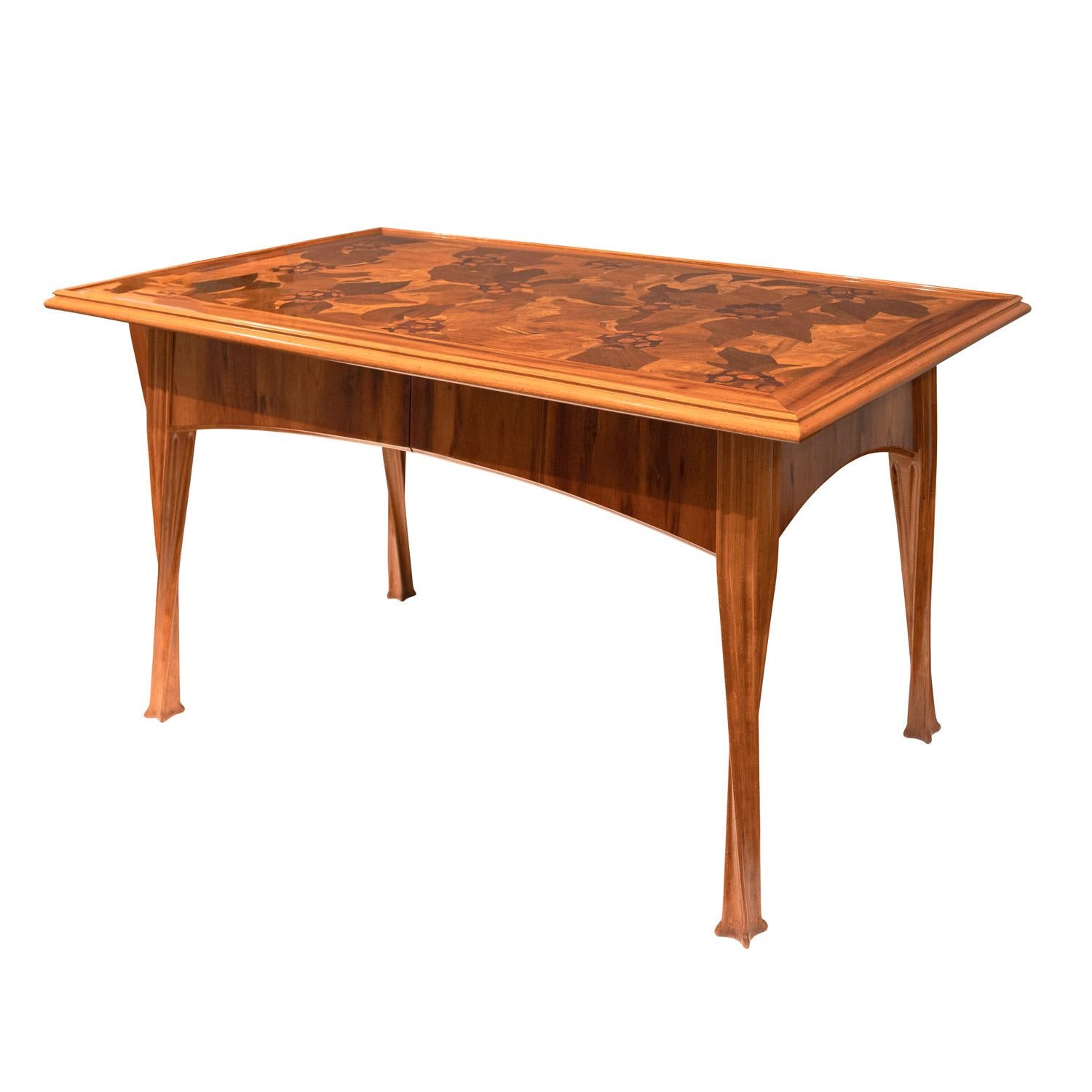 Art Nouveau Louis Majorelle Rare Writing Desk with Botanical Inlays ca. 1900 (Signed) For Sale