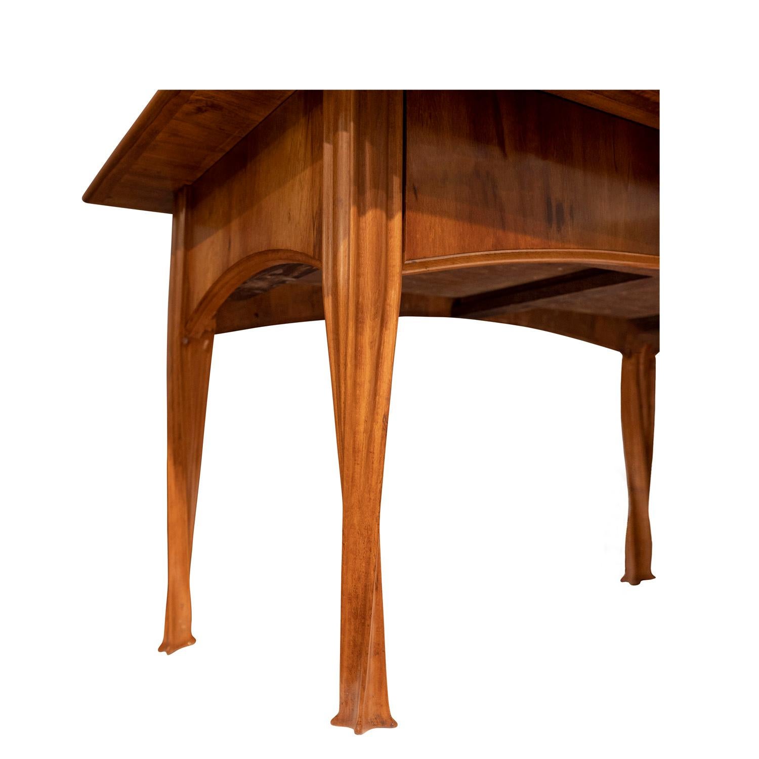 Wood Louis Majorelle Rare Writing Desk with Botanical Inlays ca. 1900 (Signed) For Sale