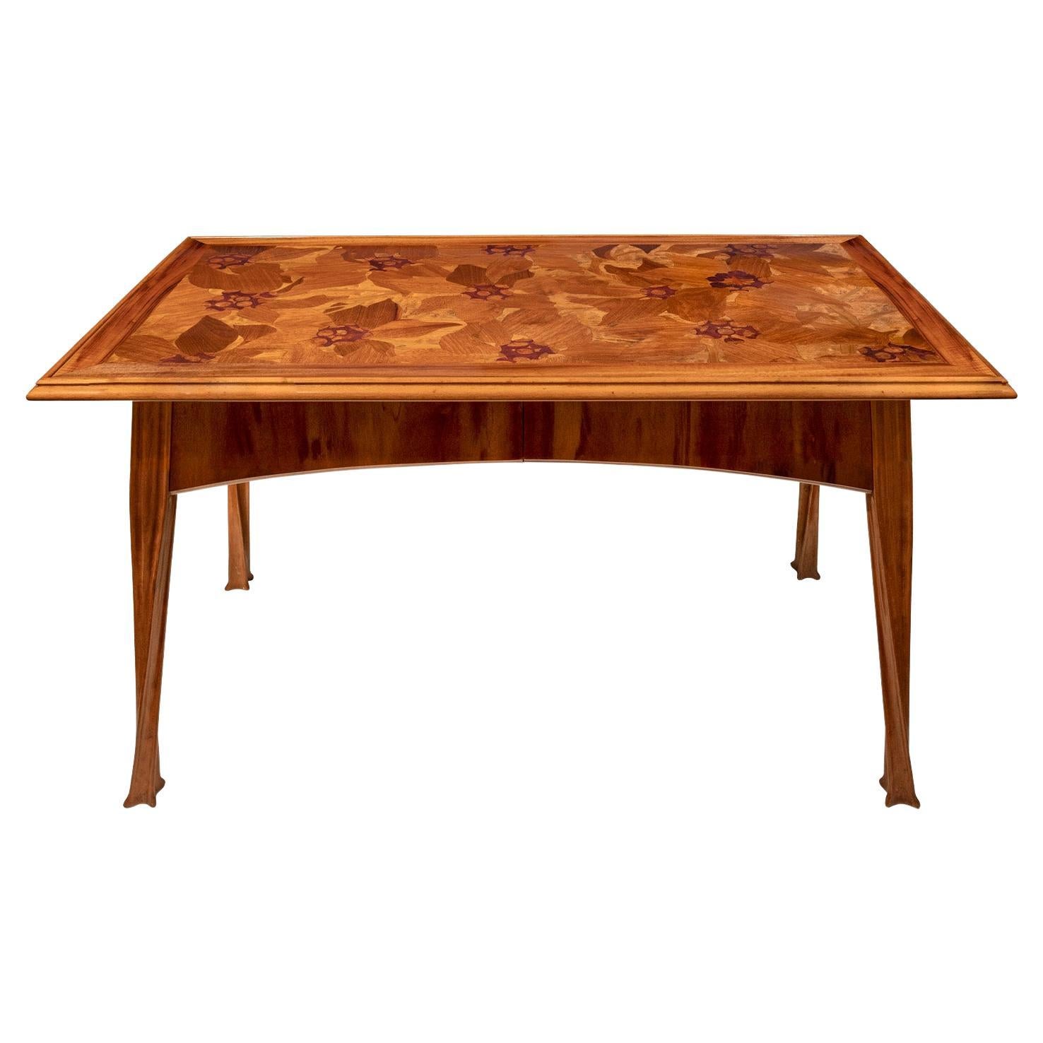 Louis Majorelle Rare Writing Desk with Botanical Inlays ca. 1900 (Signed) For Sale
