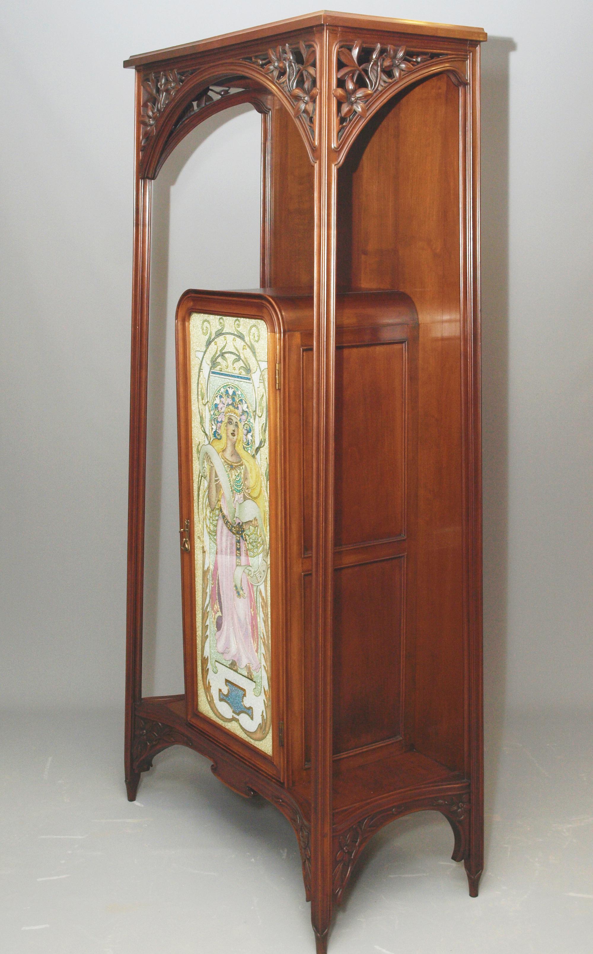 French Cloisonne Art Nouveau Cabinet, Louis Majorelle Attributed For Sale