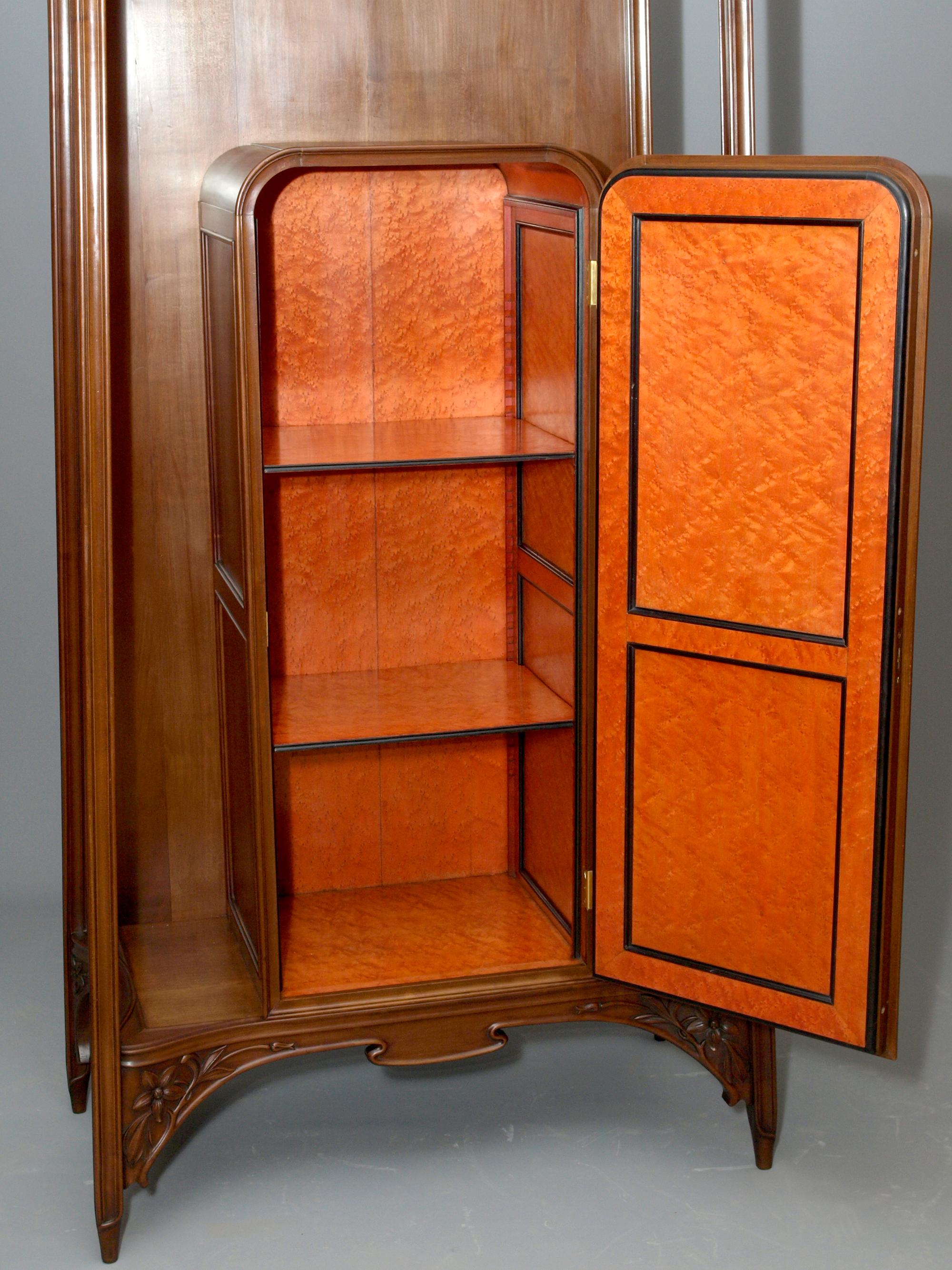 Carved Cloisonne Art Nouveau Cabinet, Louis Majorelle Attributed For Sale