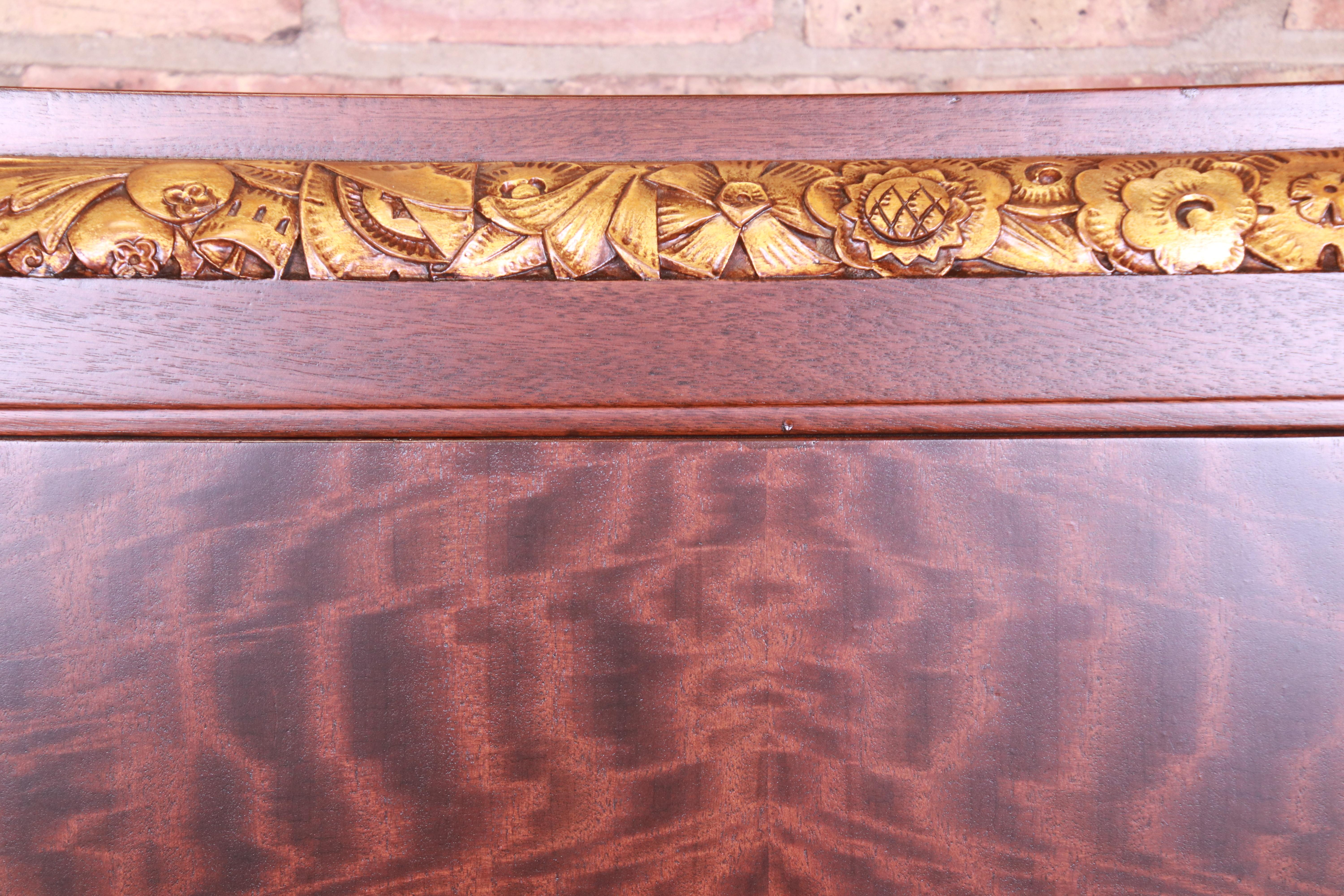 Louis Majorelle Signed Art Nouveau Burled Mahogany Bar Cabinet, Newly Restored For Sale 6