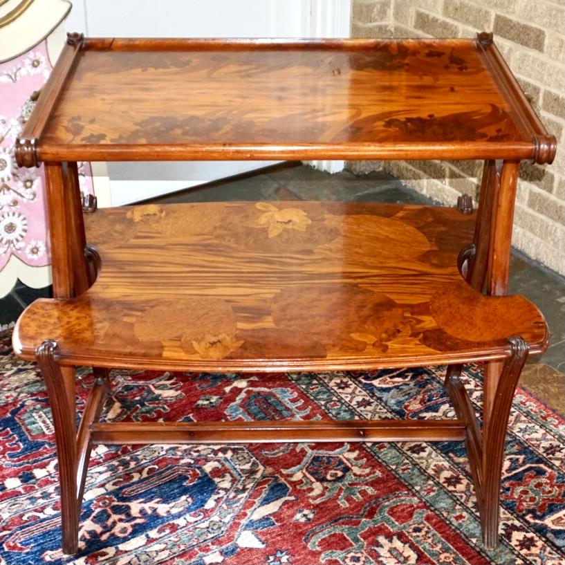 Louis Majorelle Two Tier Marquetry Table For Sale 1