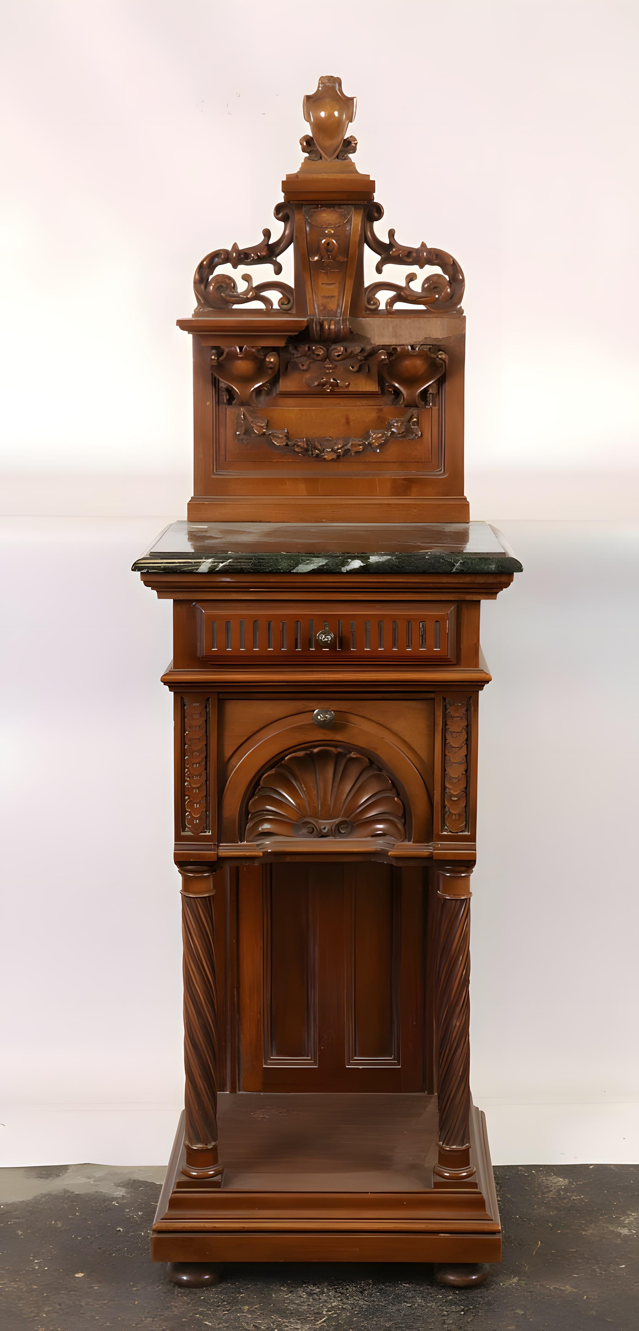 Hand-Carved Louis MALARD, walnut bedroom set For Sale