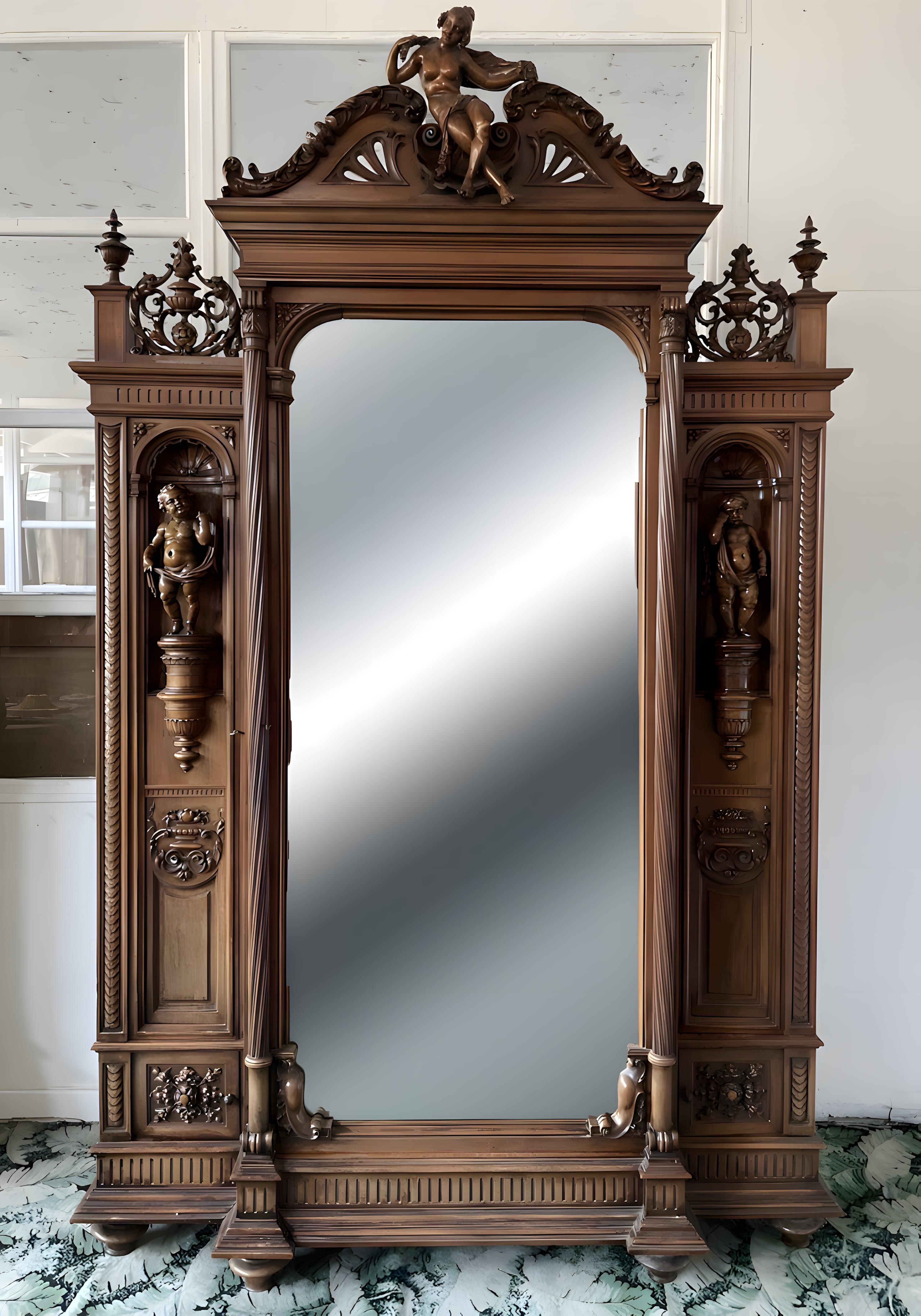 19th Century Louis MALARD, walnut bedroom set For Sale