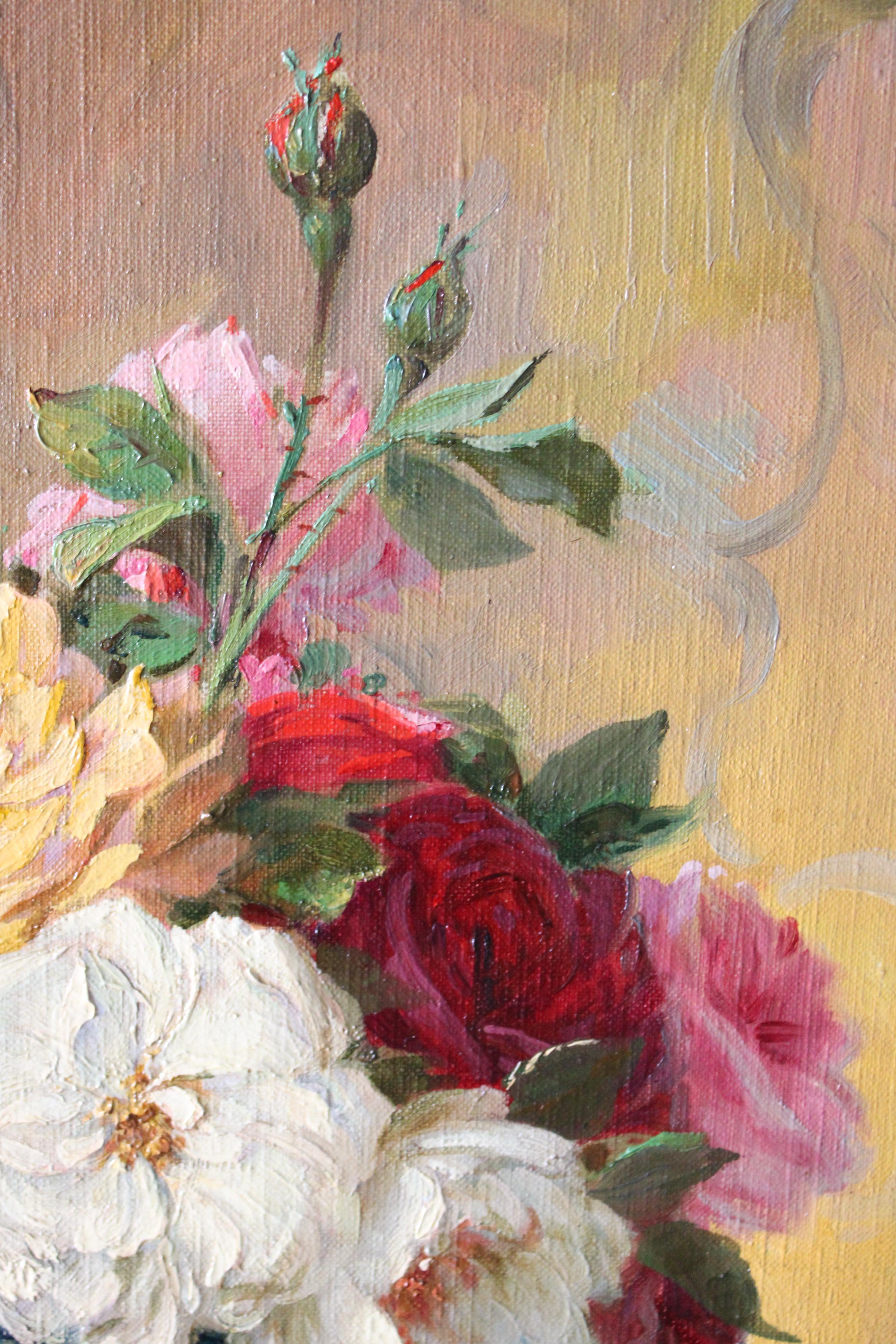 Roses Shabby françaises anciennes de l'artiste français Louis Mangin 12
