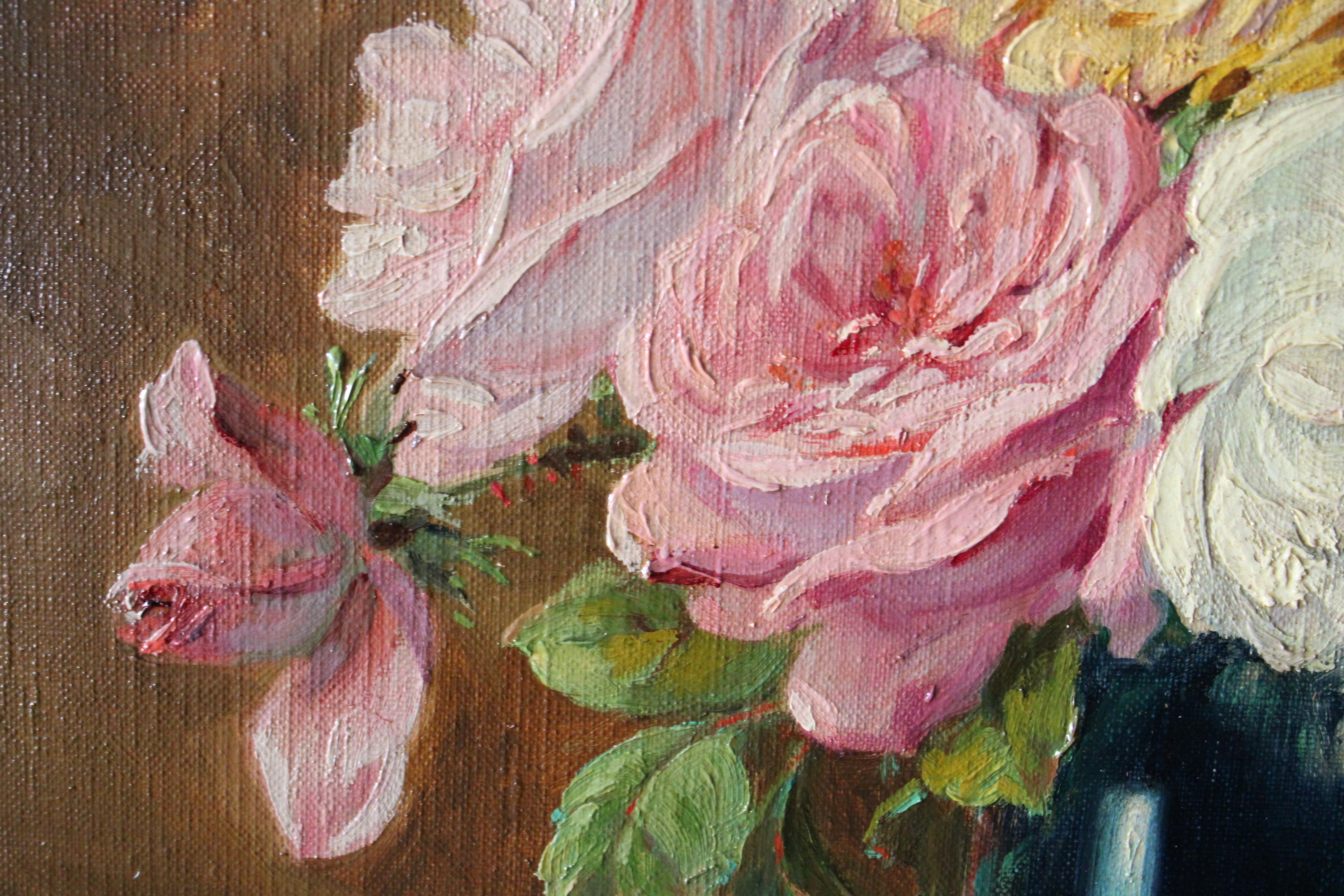 Roses Shabby françaises anciennes de l'artiste français Louis Mangin 13
