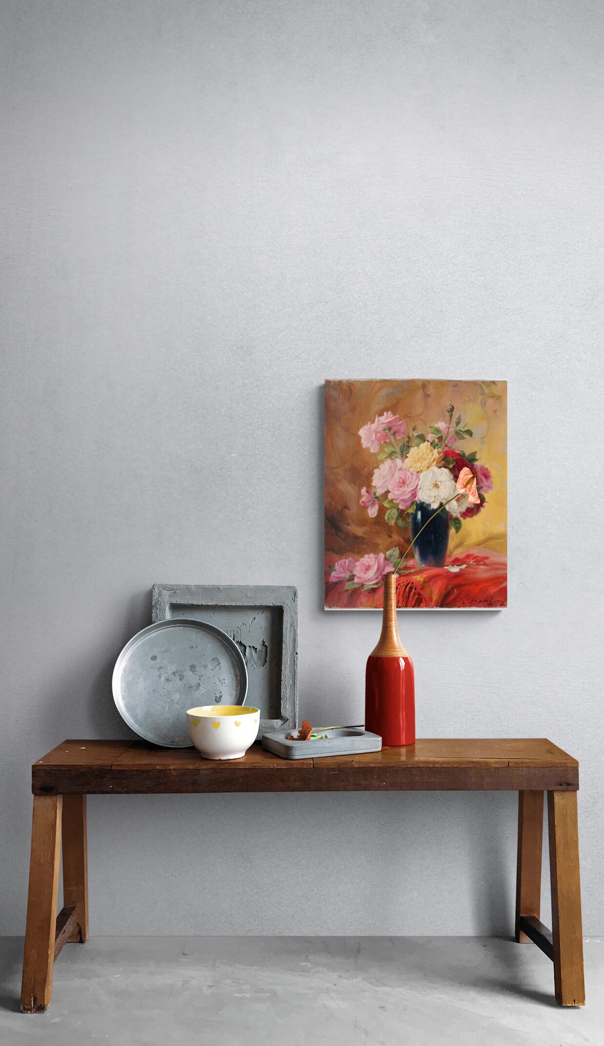 Roses Shabby françaises anciennes de l'artiste français Louis Mangin 15