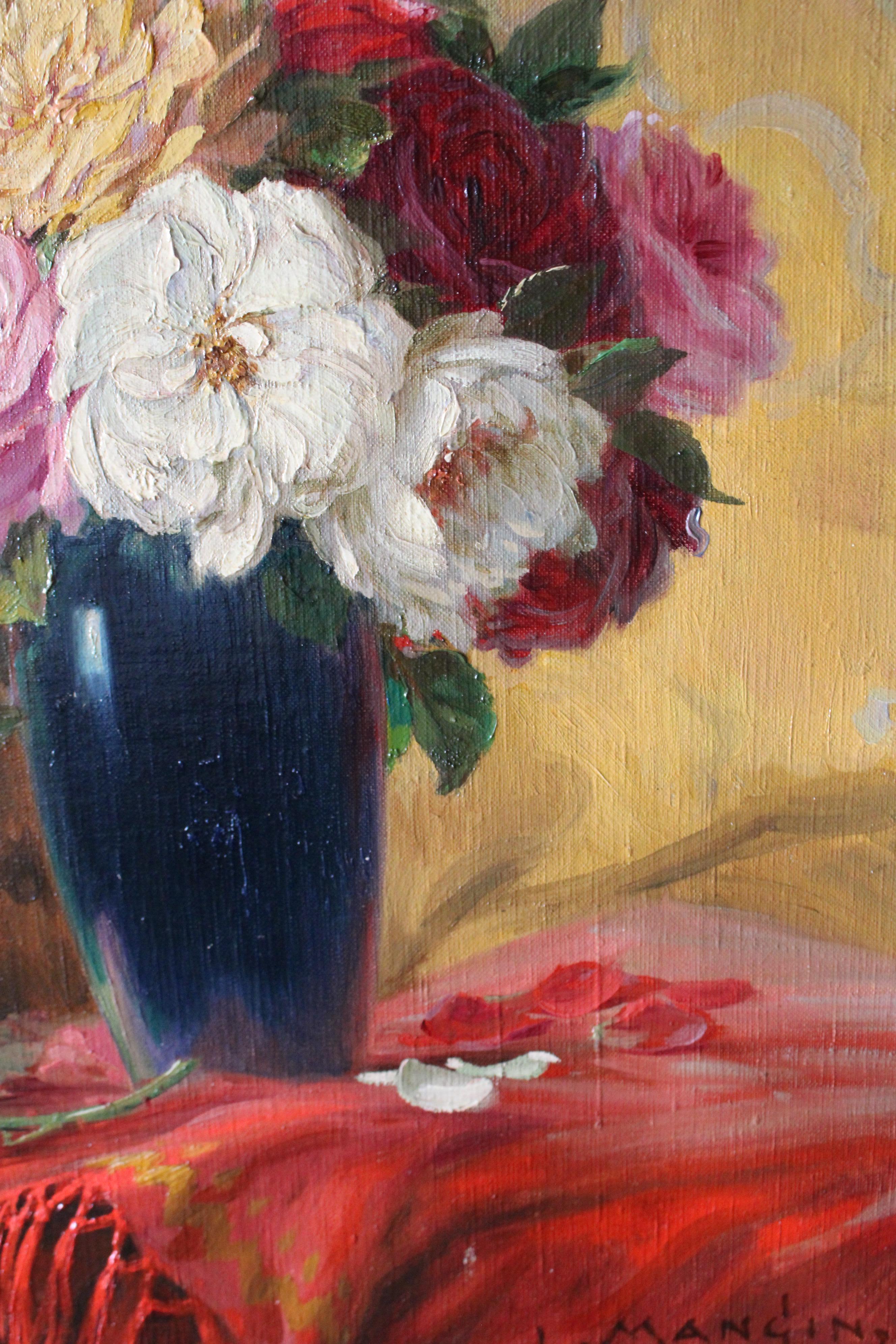 Roses Shabby françaises anciennes de l'artiste français Louis Mangin 2