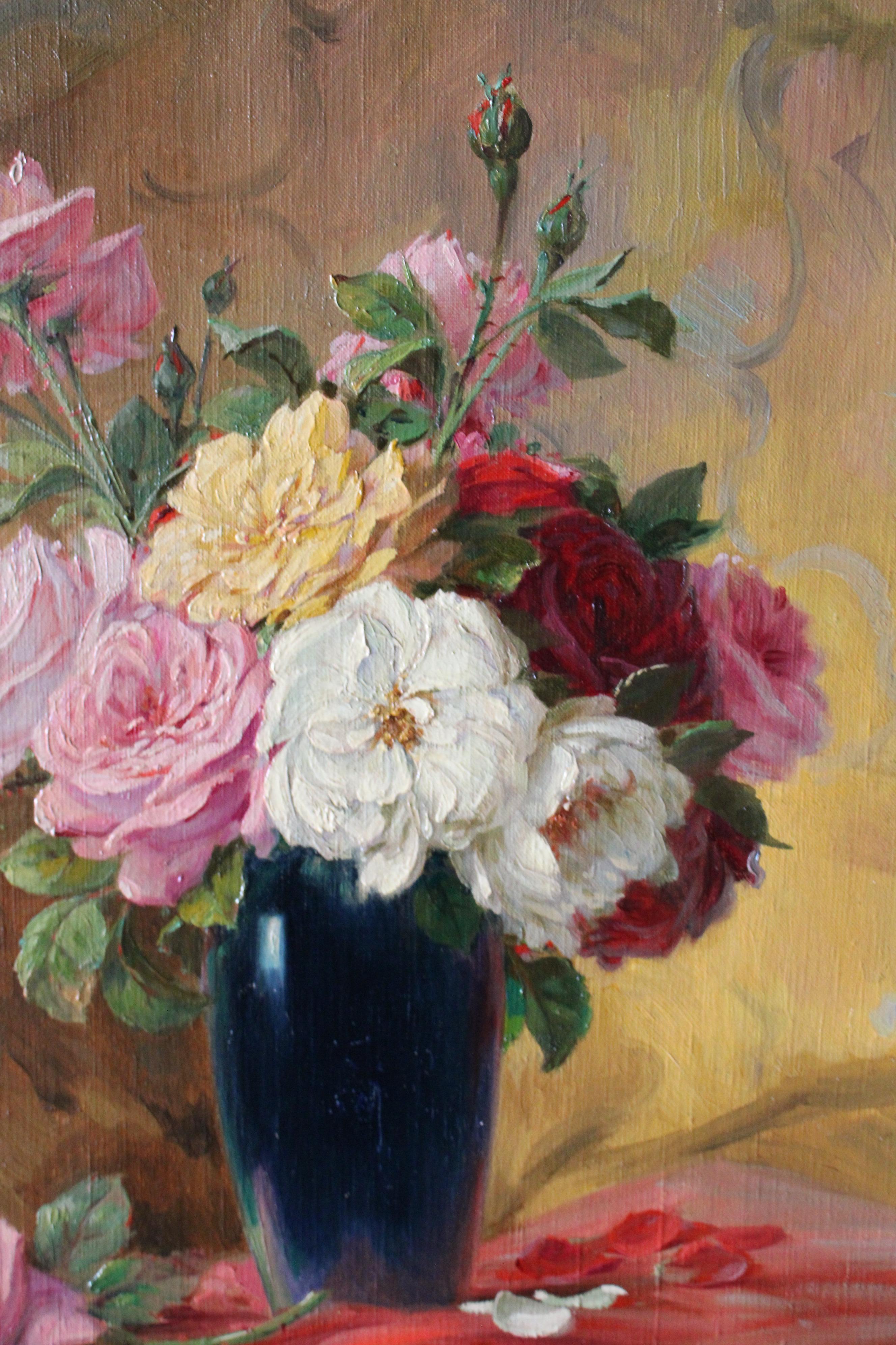 Roses Shabby françaises anciennes de l'artiste français Louis Mangin 5