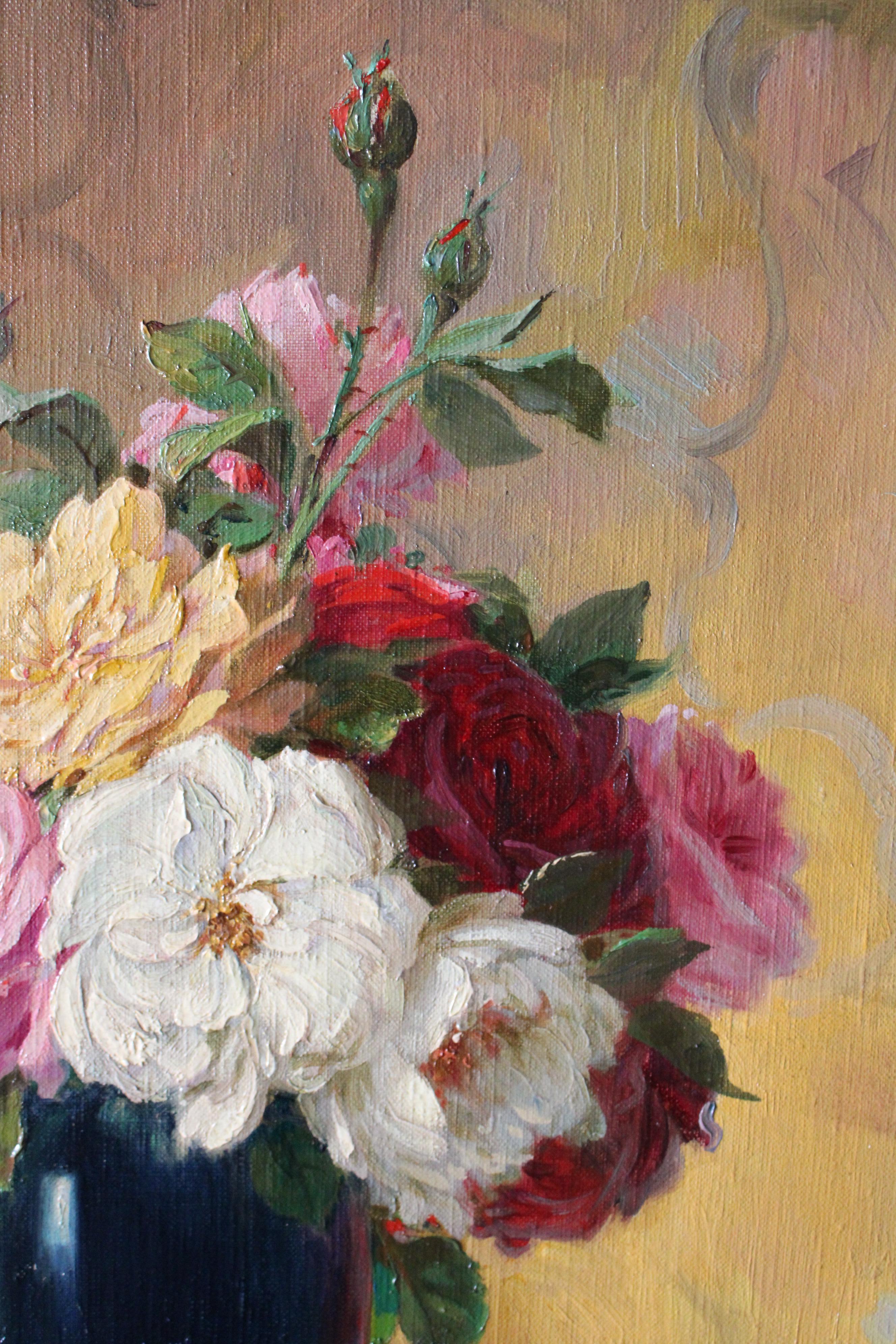 Roses Shabby françaises anciennes de l'artiste français Louis Mangin 7