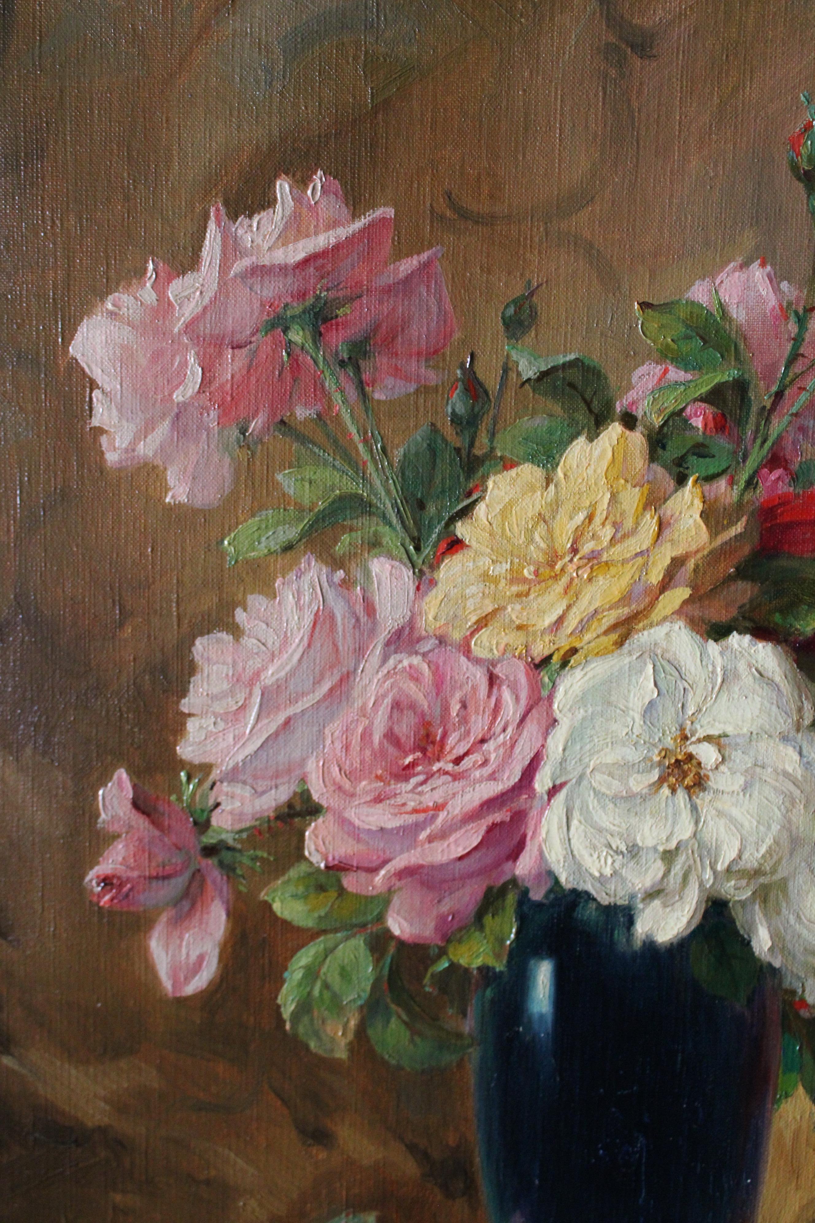 Roses Shabby françaises anciennes de l'artiste français Louis Mangin 8
