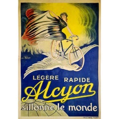 Circa 1910 Original poster of Louis Mangin for the Alcyon cycles