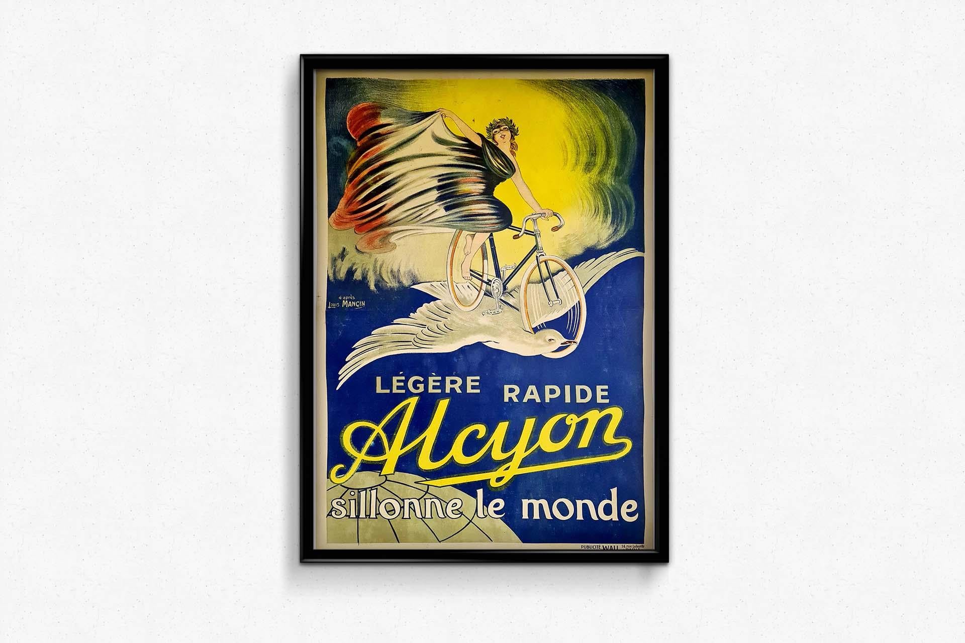 Circa 1910 Original poster of Louis Mangin for the Alcyon cycles For Sale 2