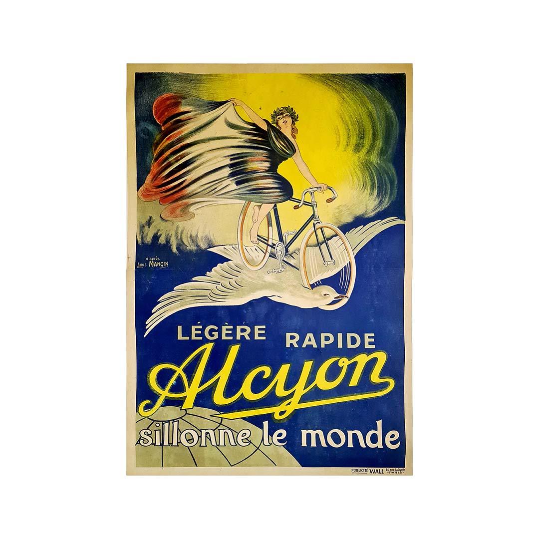 Circa 1910 Original poster of Louis Mangin for the Alcyon cycles