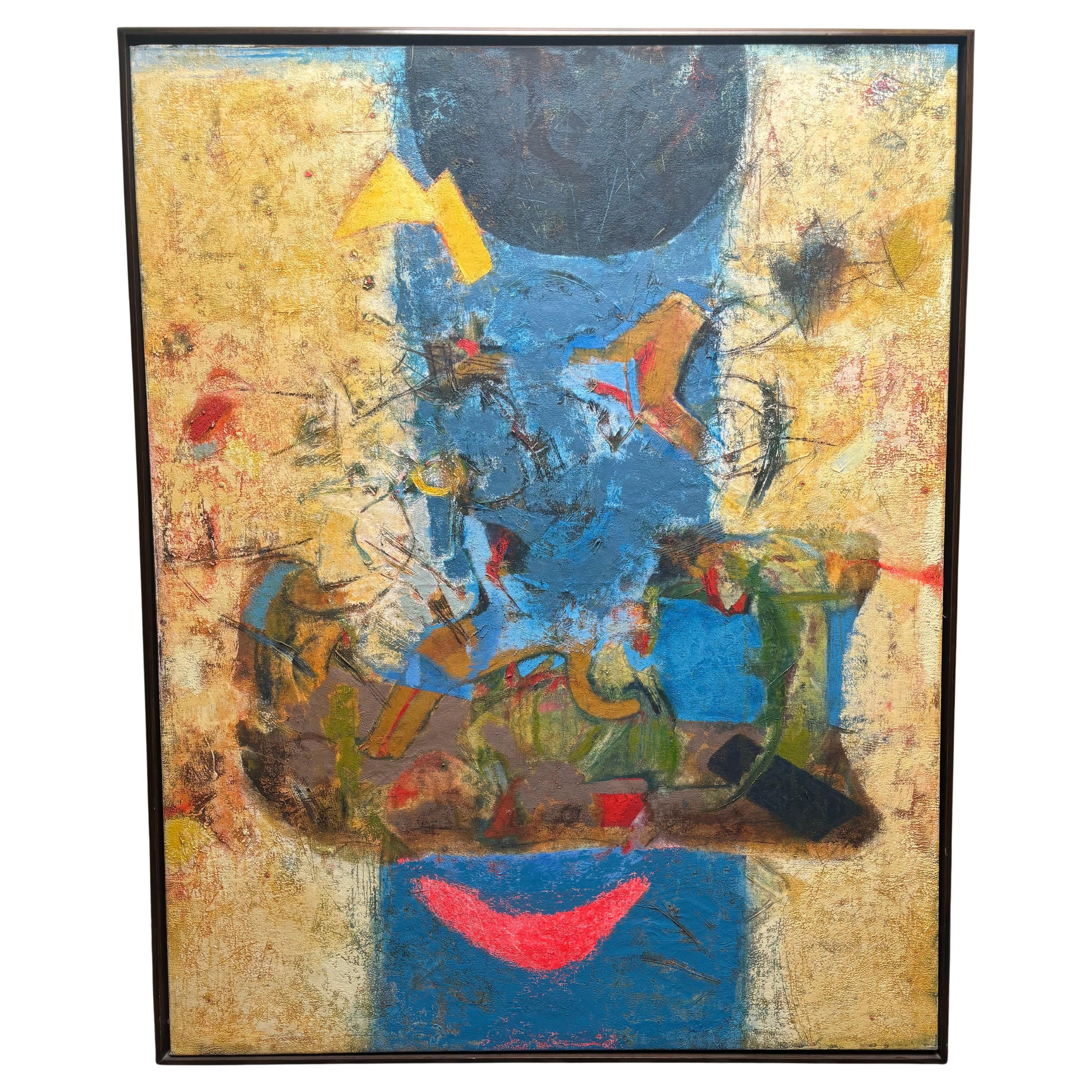 Louis Maqhubela abstracto / moderno  pintura al óleo sobre lienzo .