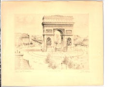 Louis Marcel Fréaud MYR (1893-1964) - Etching, l'Arc de Triomphe Paris