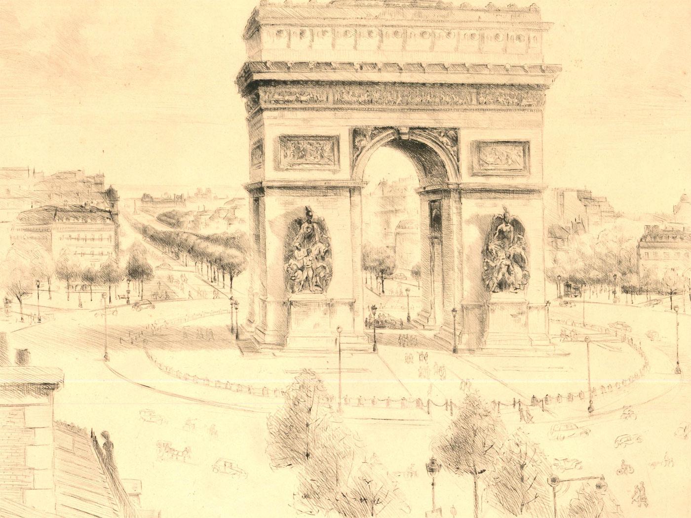 Louis Marcel Fréaud MYR (1893-1964) - Etching, l'Arc de Triomphe Paris 2