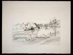 Gravure de La Seine Chaton par Louis Marcel Myr - Début du 20ème siècle