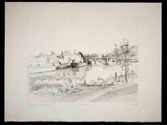 La Seine à Chaton - Etching by Louis Marcel Myr - Early 20th Century