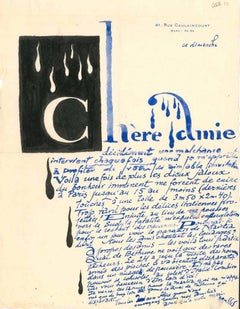 Vintage Letter from Louis Marcoussis to Countess Pecci Blunt