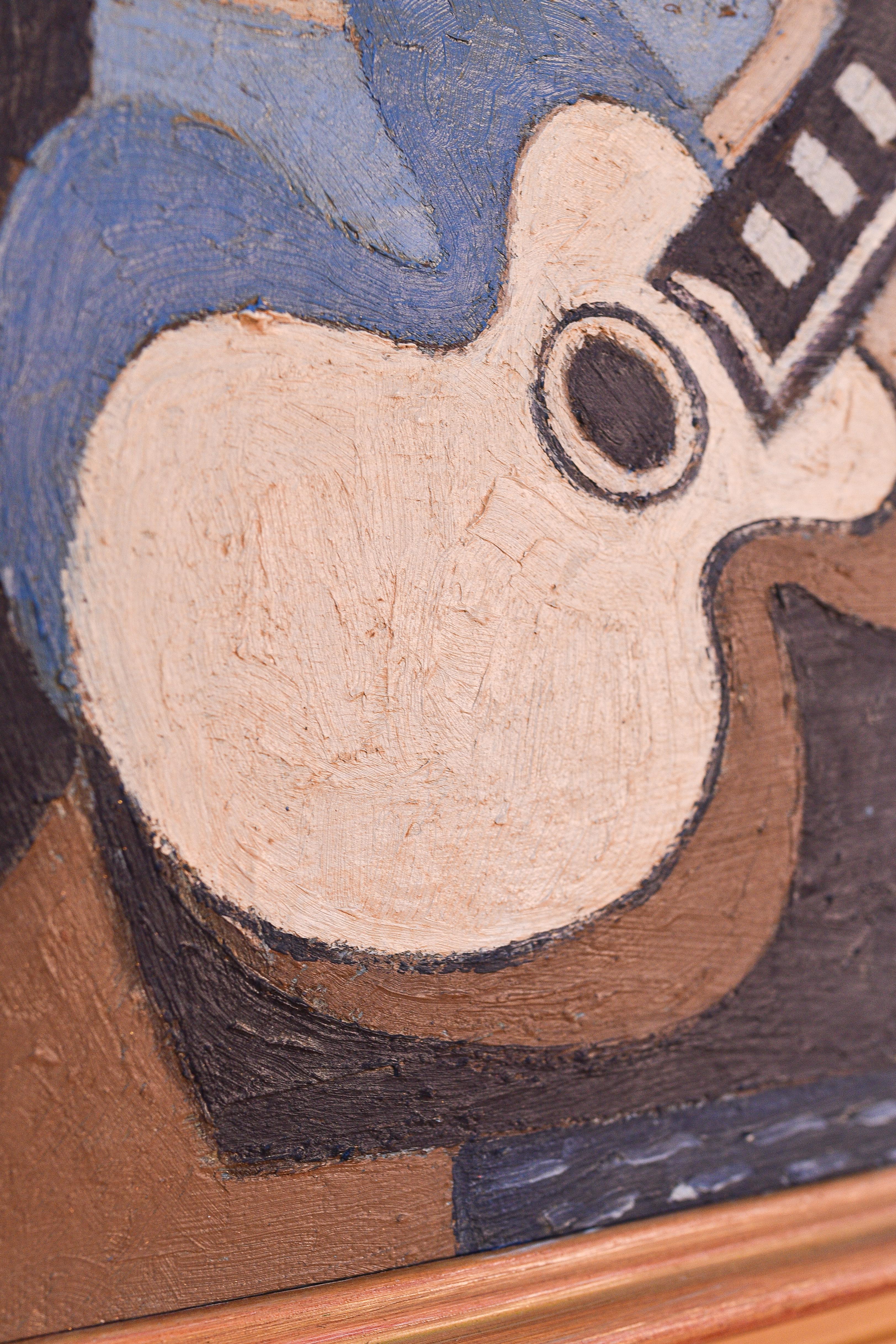 Natura morta cubista con chitarra e pesci, olio su tavola dei primi del Novecento 2