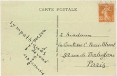 Carte postale de Bordeaux, Louis Marcoussis à la comtesse Pecci Blunt