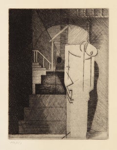 La Mort de Nerval, pl. 10, Etching by Louis Marcoussis