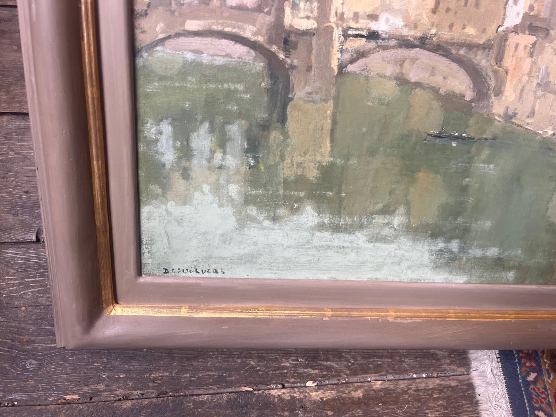 Zwanzigstes Jahrhundert Impressionist Öl von  Ponte Vecchio, Florenz und der Fluss Arno (Post-Impressionismus), Art, von Louis Marie Desire-Lucas