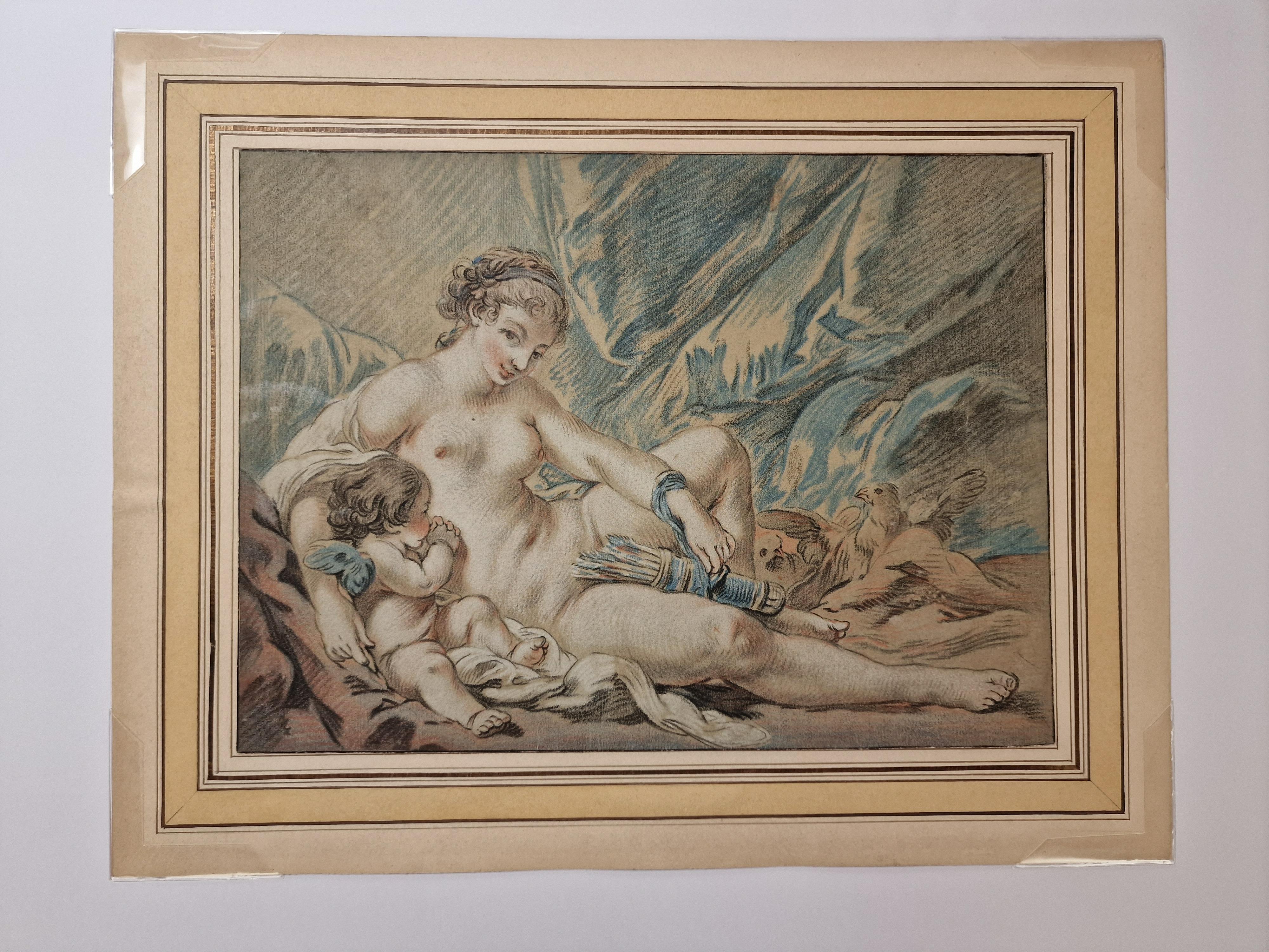 L'amour prie Vénus de lui rendre ses armes - Print by Louis Marin Bonnet