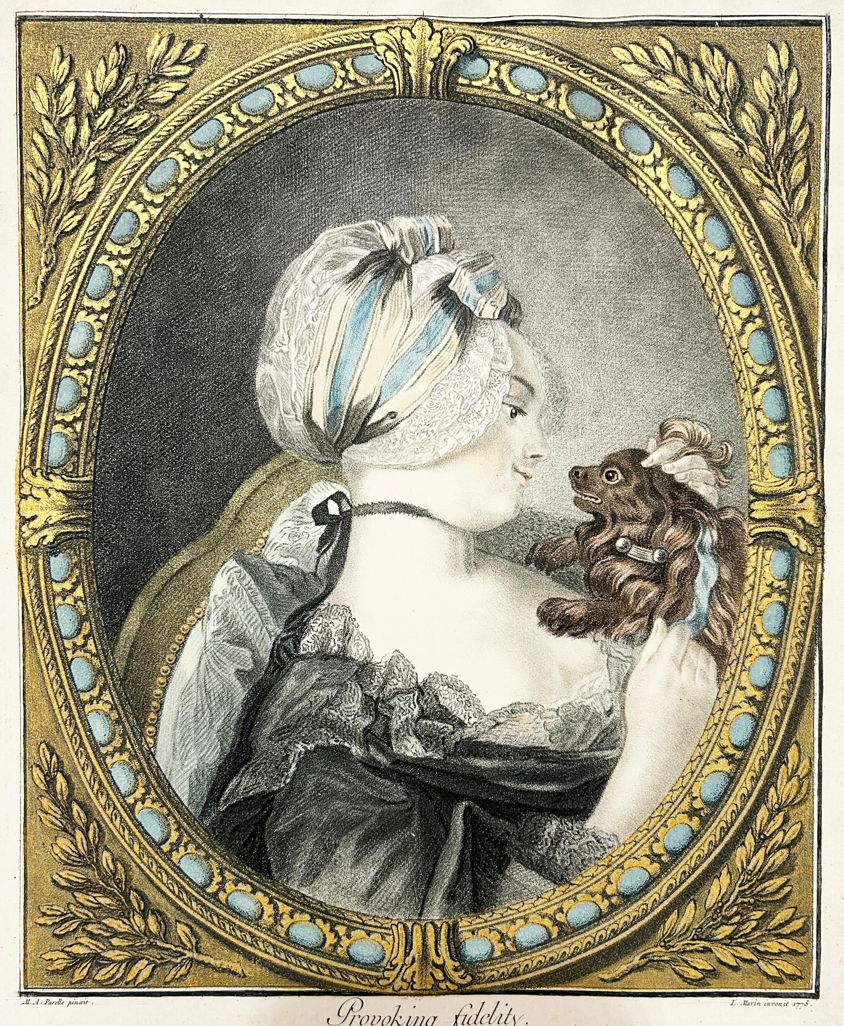 Louis Marin Bonnet Portrait Print - Provoking Fidelity. 1775.